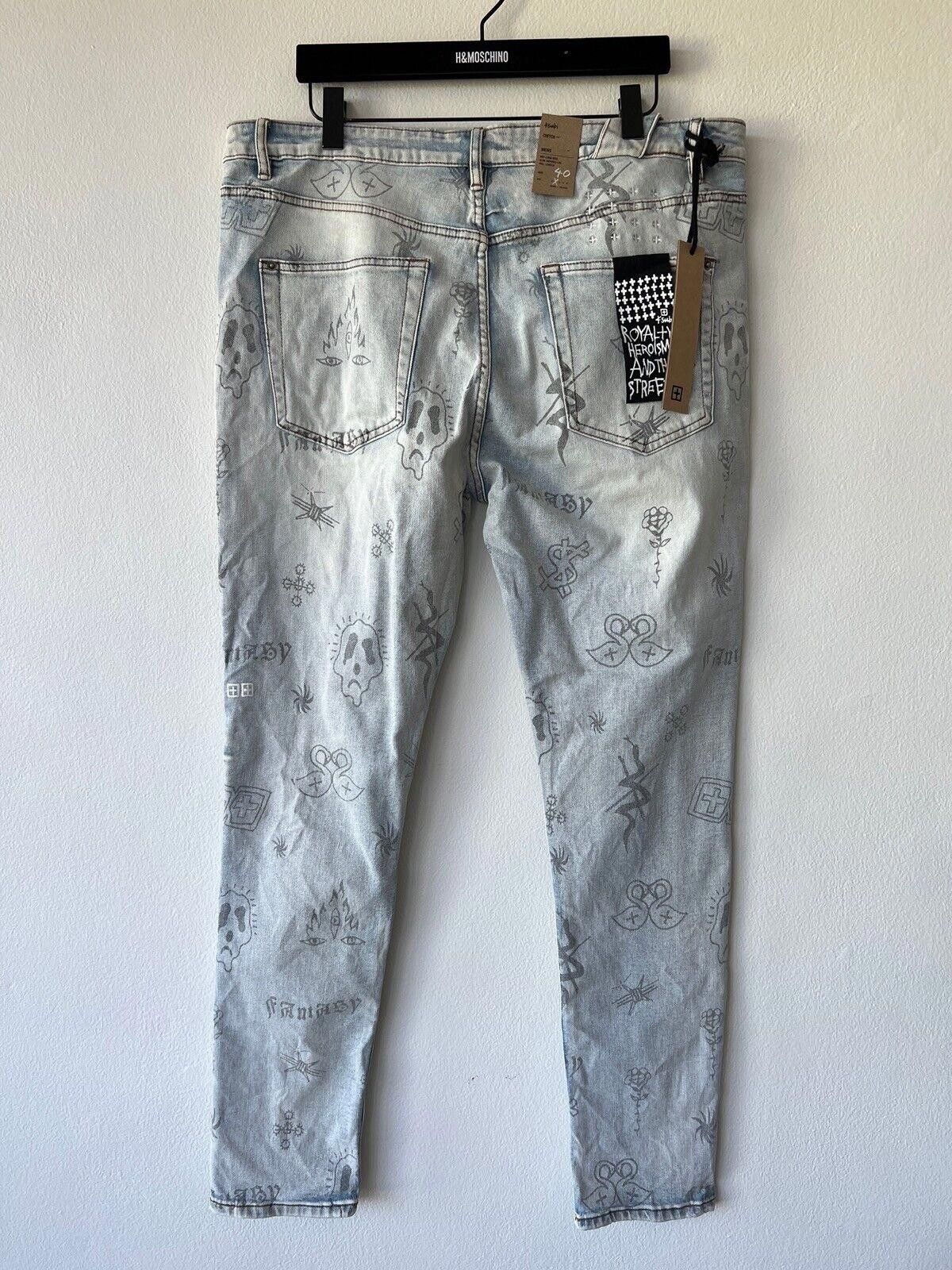 new Ksubi mens denim jean chitch 40 blue stik n poke print