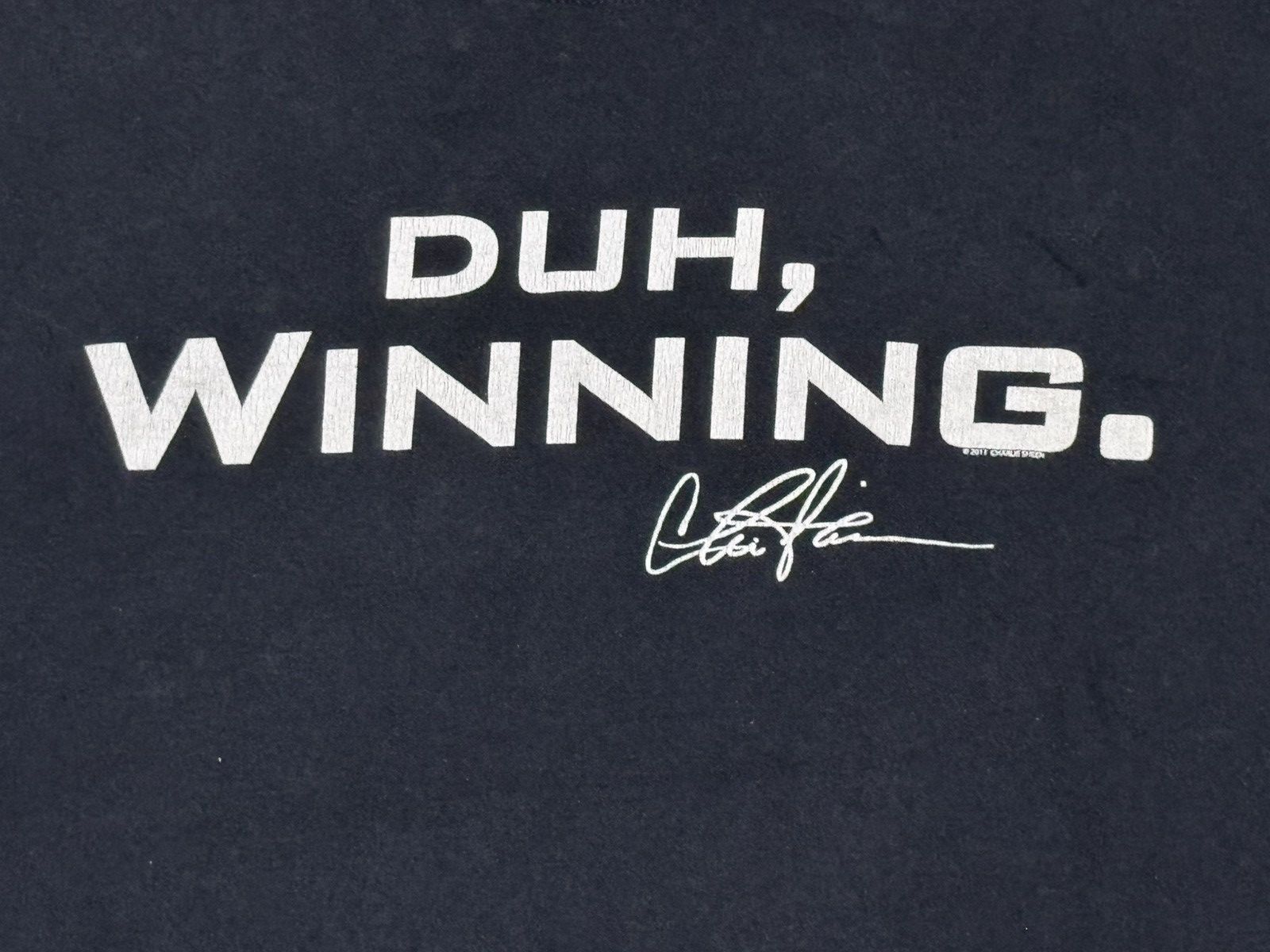 Vintage RARE CHARLIE SHEEN DUH WINNING MELTDOWN BLACK TEE Size US XL / EU 56 / 4 - 6 Thumbnail