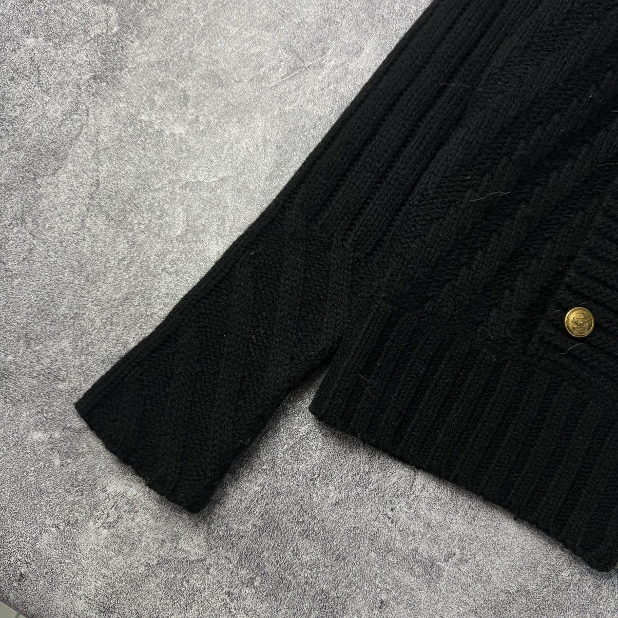 If Six Was Nine Napoleon Black Knitted Military Cardigan Gold Crest Buttons Size S / US 4 / IT 40 - 6 Thumbnail