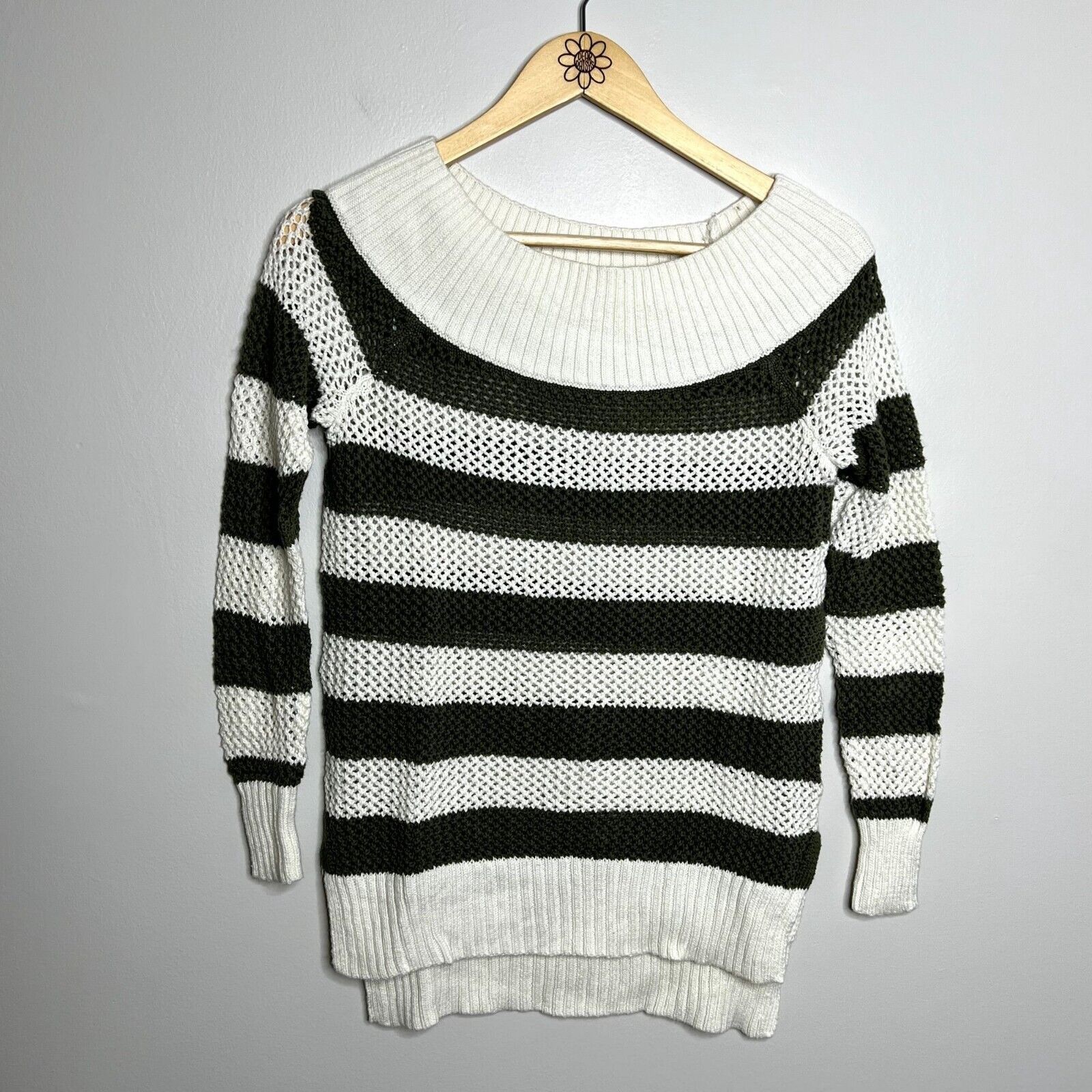 Other Aerie Green Striped Knit Sweater Size M / US 6-8 / IT 42-44 - 4 Thumbnail