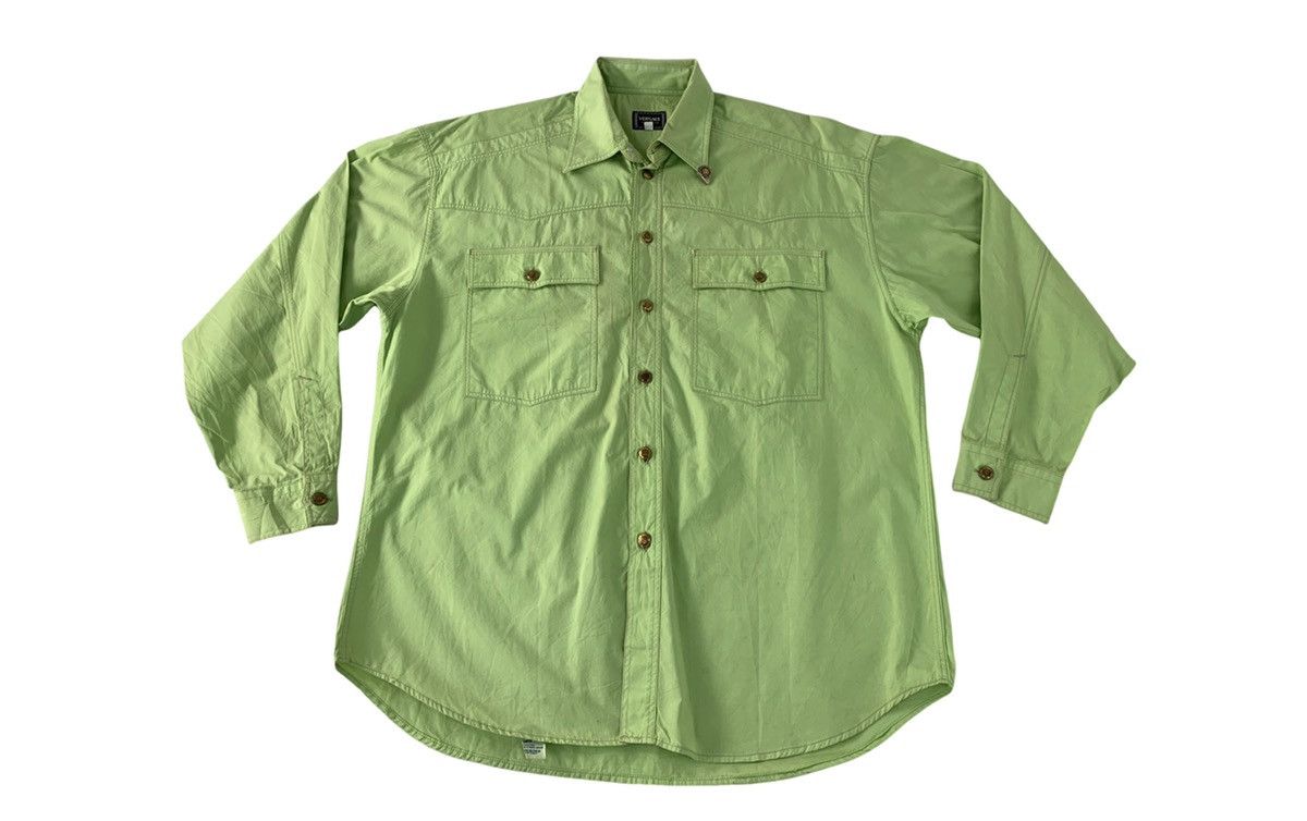 image of Italian Designers Hype Versace Jeans Couture Button Up Shirt Double Pocket in Green (Size Medium)