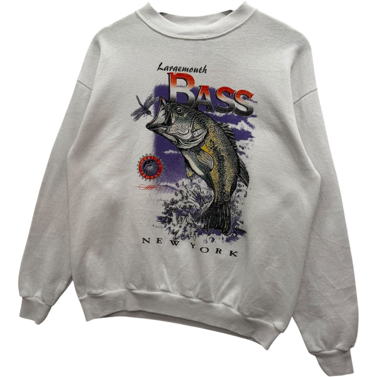 Tultex Vintage Largemouth Bass New York Fishing Art Crewneck Medium Size US XL / EU 56 / 4 - 3 Thumbnail