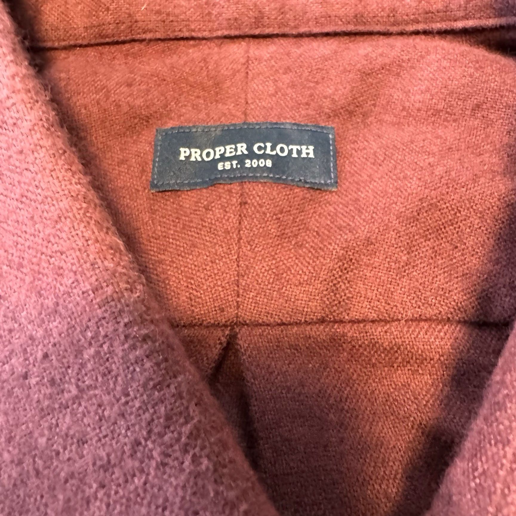 Proper Cloth Proper Cloth Men’s Shirt 18.2/32 Canclini Burgundy Oxford Beacon Flannel Size US XXL / EU 58 / 5 - 3 Thumbnail