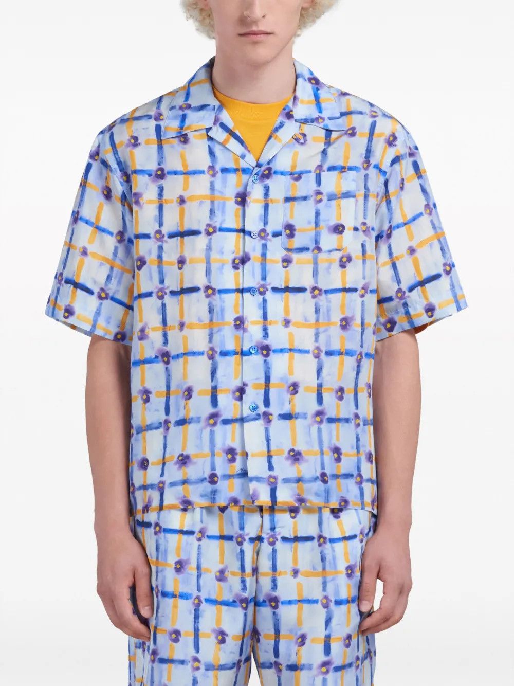 Marni oc11z0525 Graphic-Print Silk Shirt in Multicolor Size US XL / EU 56 / 4 - 4 Thumbnail