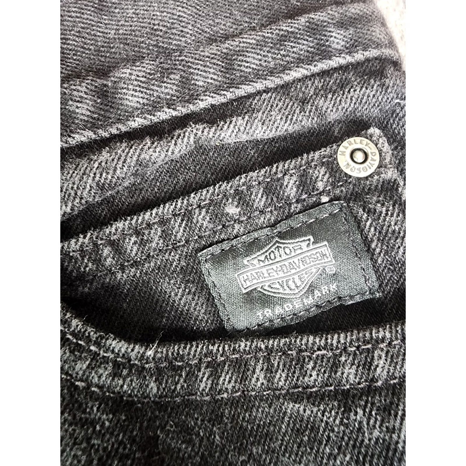 Harley Davidson Harley-Davidson Jeans Woman Size 10 Black Straight Denim 100% Cotton Mid Rise Regular Pattern: Solid Theme: Biker Size 32" / US 10 / IT 46 - 2 Thumbnail