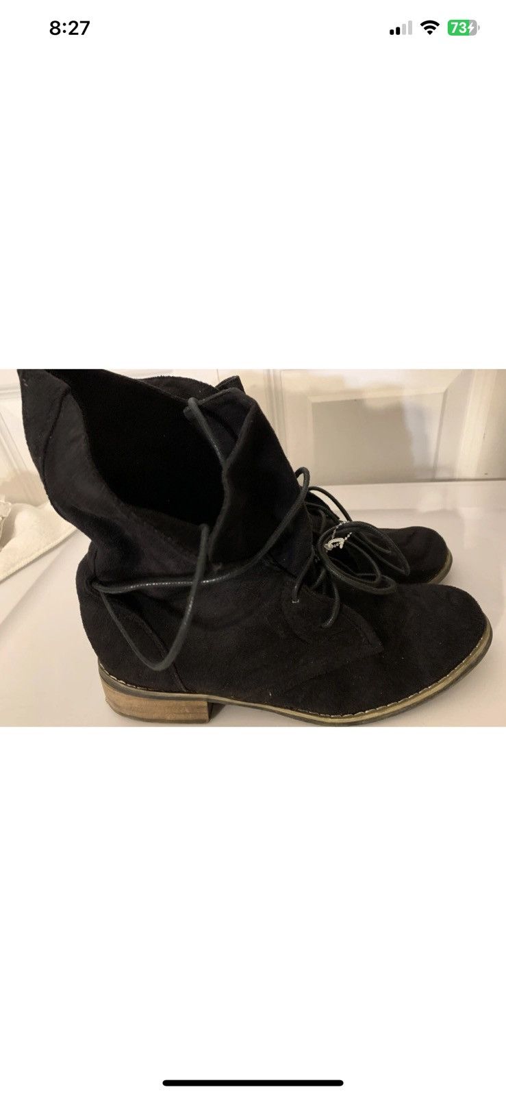 Other Chase & Chloe boots lace up leather Sz 8 black Size US 8 / IT 38 - 2 Thumbnail