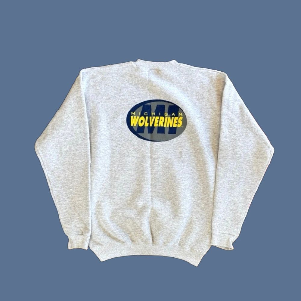 Tultex VINTAGE University Of Michigan Wolverines Sweatshirt Men M Gray Tultex Crew Neck Long Sleeve Pullover 90s Sports College Size US M / EU 48-50 / 2 - 1 Thumbnail