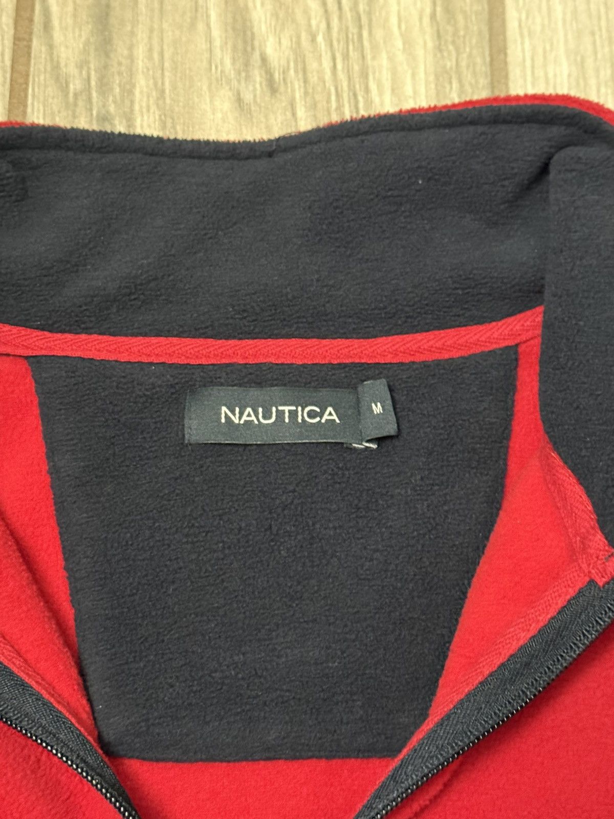 Nautica Nautica Mens 1/4 Zip Fleece Red/Navy Blue Size Medium Size US M / EU 48-50 / 2 - 2 Thumbnail