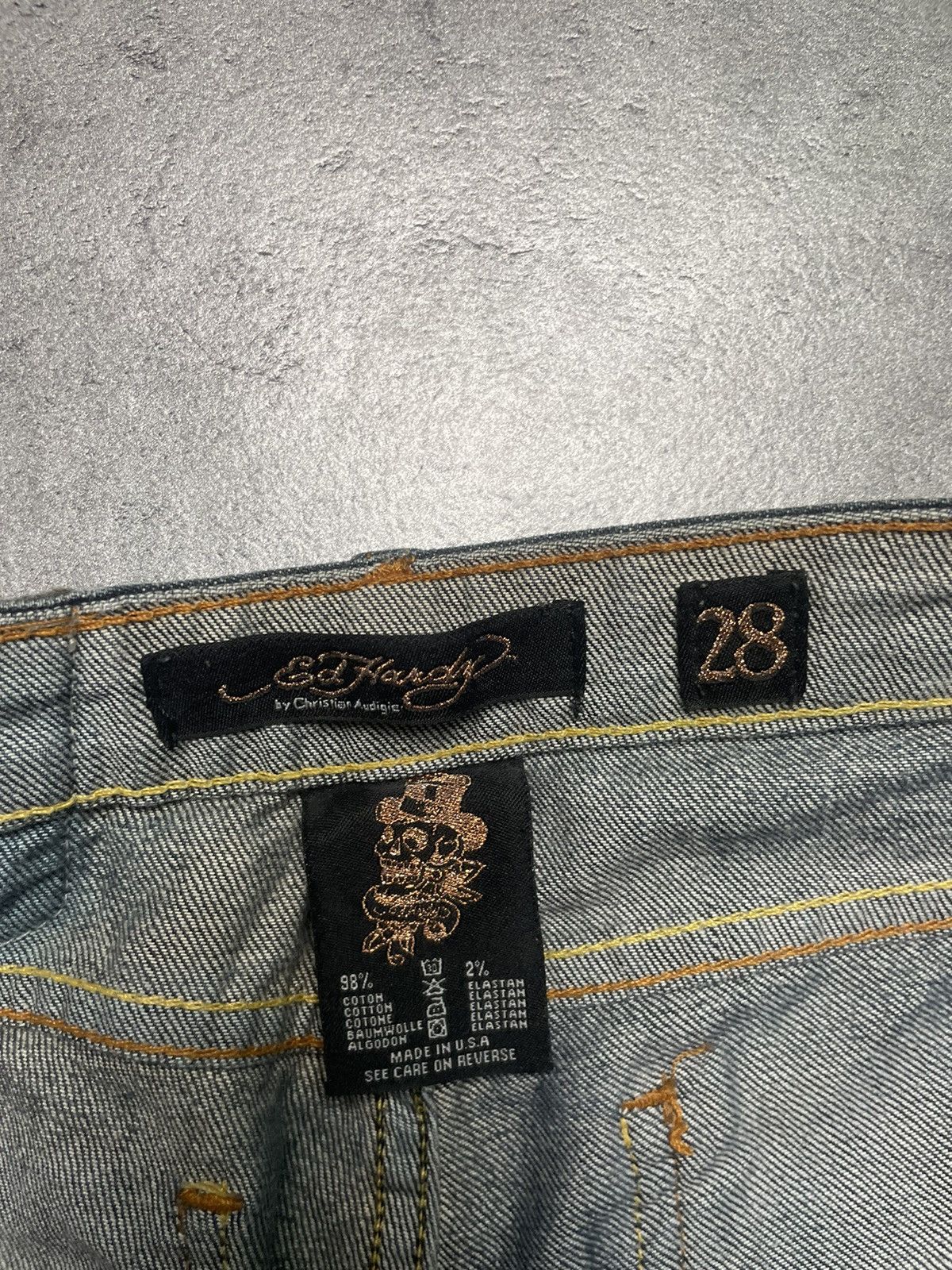 Christian Audigier × Ed Hardy × Japanese Brand Ed Hardy vintage retro jeans straight wide leg og print usa Size US 28 / EU 44 - 5 Thumbnail