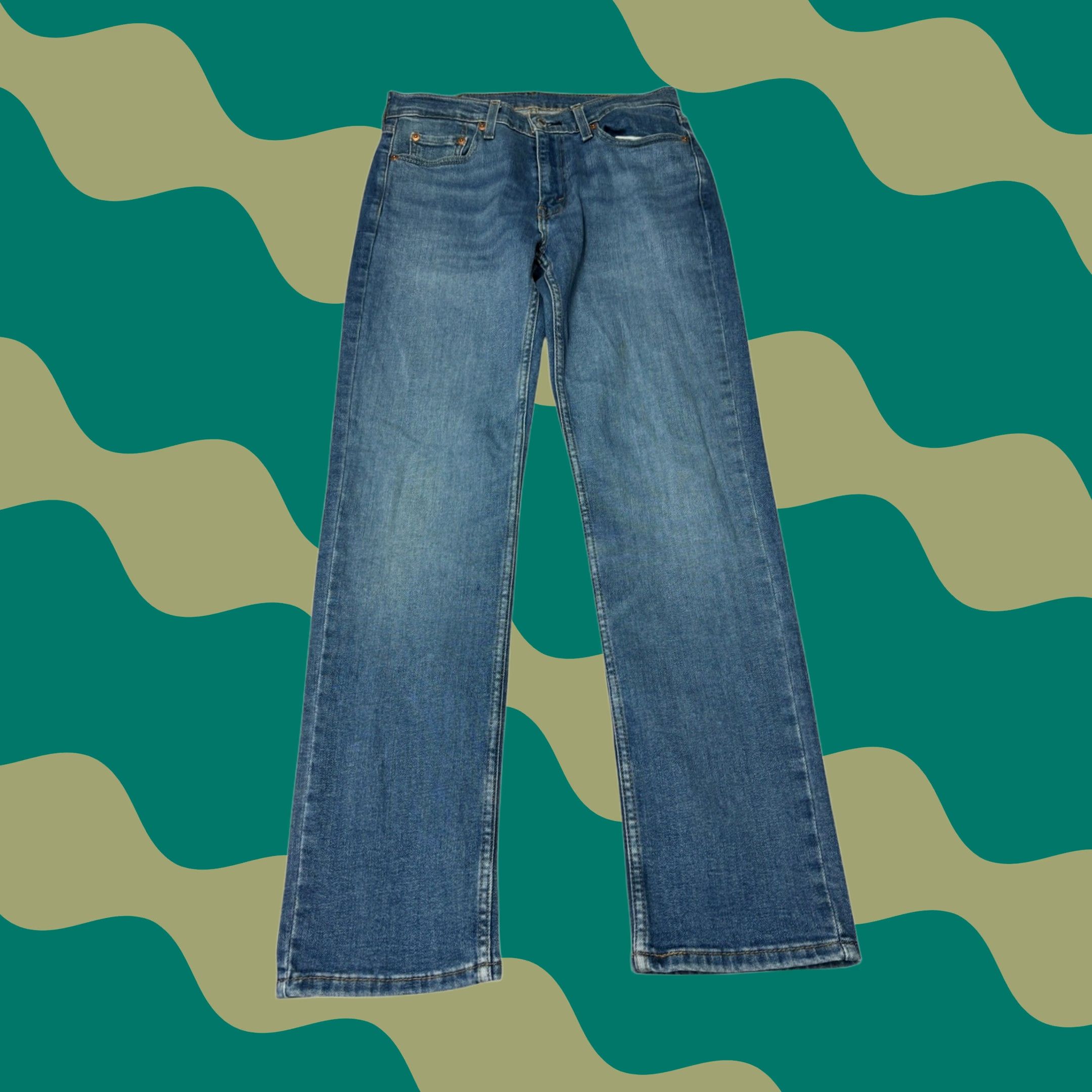 Levi's Levi's 514 Jeans Straight Fit Men 30x32 Blue Medium Wash Denim Stretch Cotton Blend 5-Pocket Regular Rise Slim Levis 500 Series Mens Jeans Size US 30 / EU 46 - 1 Thumbnail