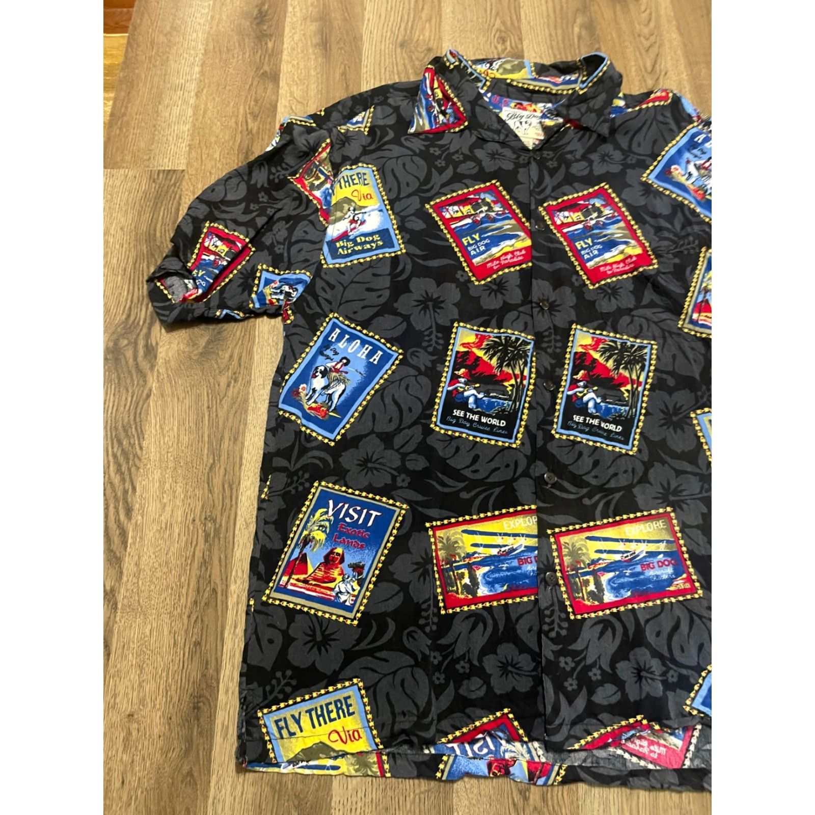 Big Dogs Big Dogs Shirt Men M Black Hawaiian Button-Up Short Sleeve Size US M / EU 48-50 / 2 - 4 Thumbnail