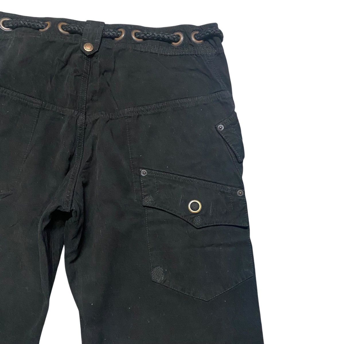 Japanese Brand Japanese Brand Bartack Black Cargo Pants Drawstring Size US 33 - 11 Thumbnail