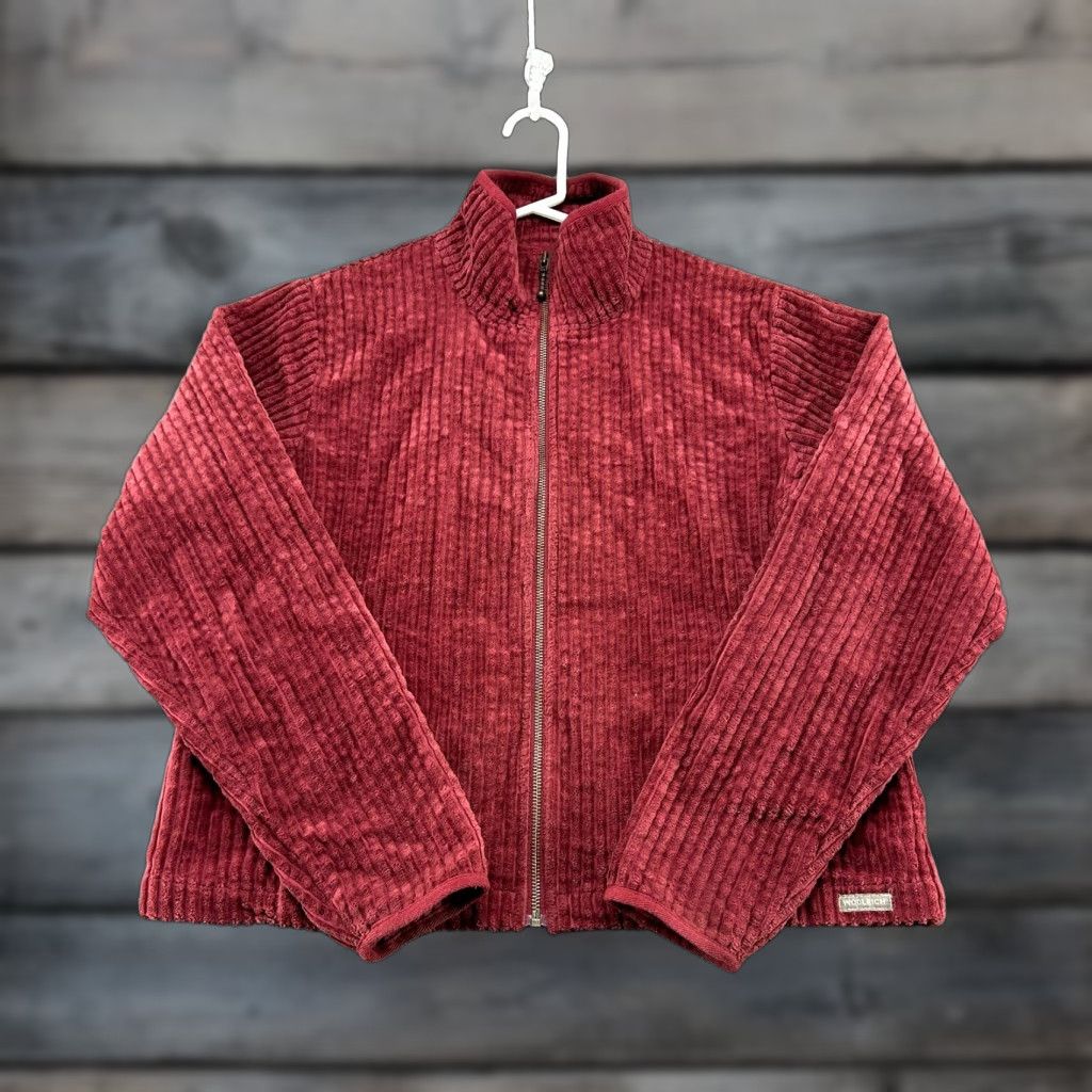 Vintage VINTAGE Woolrich Jacket Womens L Red Corduroy Full Zip Cropped Thick Cotton Y2K Size L / US 10 / IT 46 - 1 Thumbnail
