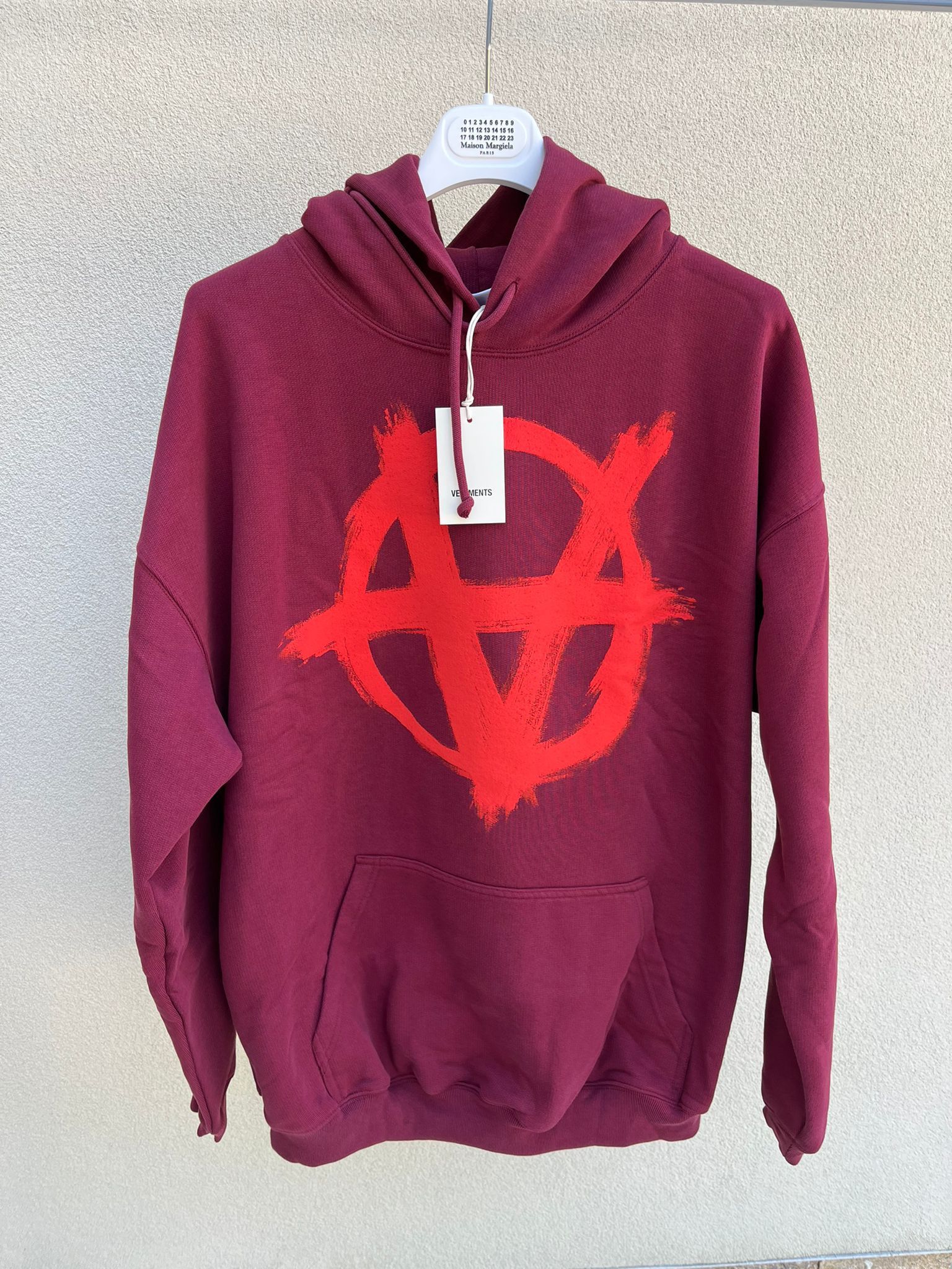 Image of Vetements Anarchy Hoodie In Burgundy, Men's (Size Small)