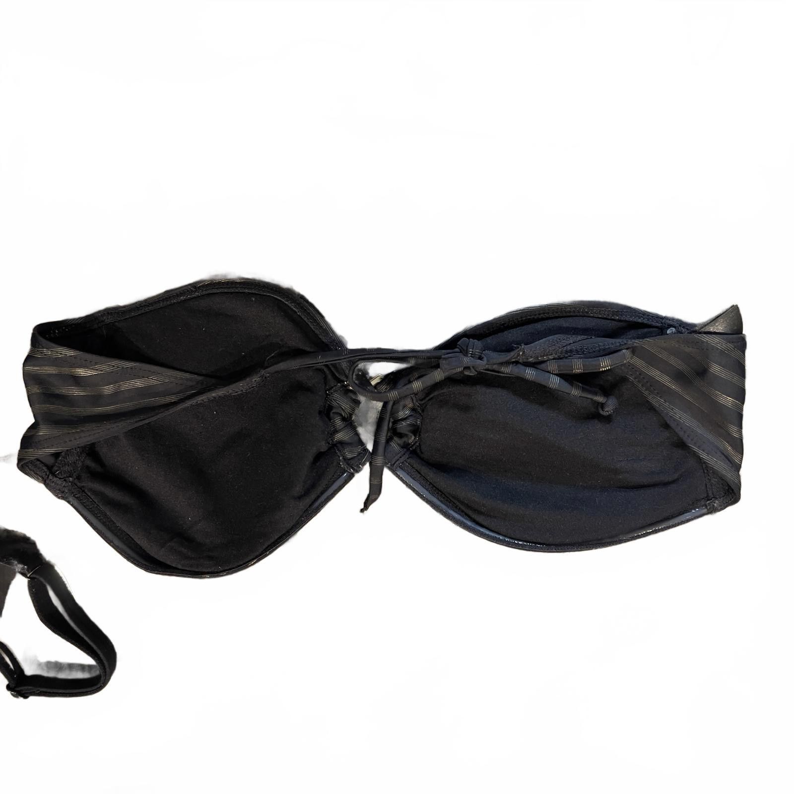 H&M H&M Women's Black and Gold Striped Bandeau Bikini Top Size XL / US 12-14 / IT 48-50 - 2 Thumbnail