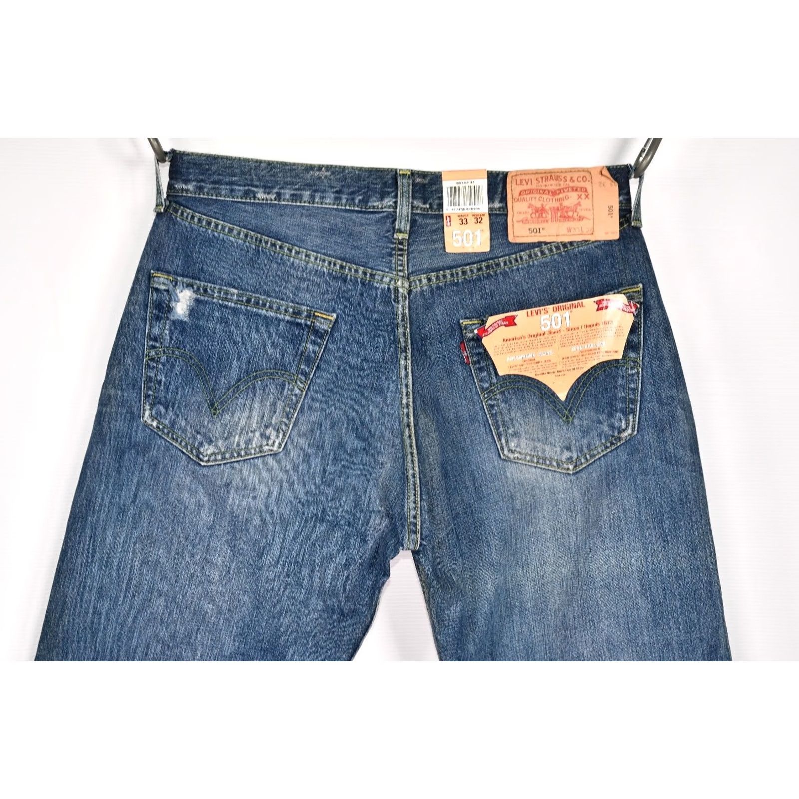 Levi's VINTAGE Levi’s 501 Jeans Mens Distressed Denim 33x32 Blue Cotton 5-Pocket Straight Retro Shirt Size US 33 - 5 Thumbnail