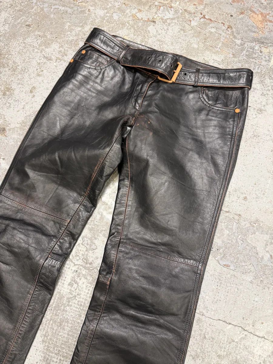 Jean Paul Gaultier 1990s Jean Paul Gaultier Black Belted Biker Leather Pants Size US 30 / EU 46 - 6 Thumbnail
