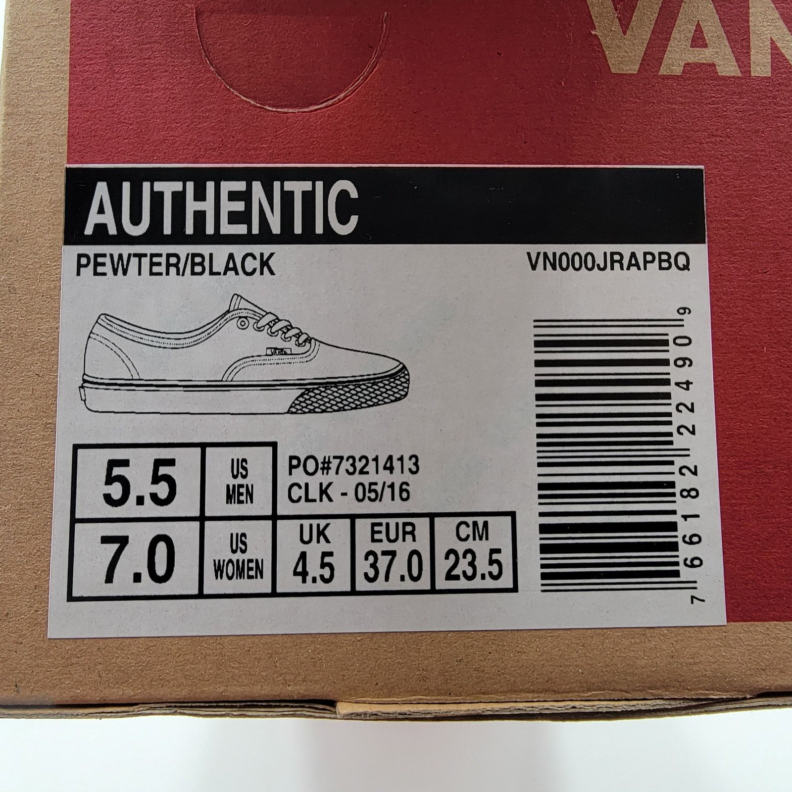 Vans Vans Authentic Pewter Sneakers Sz 5.5M/7W VN000JRAPBQ Size US 5.5 / EU 38 - 8 Thumbnail