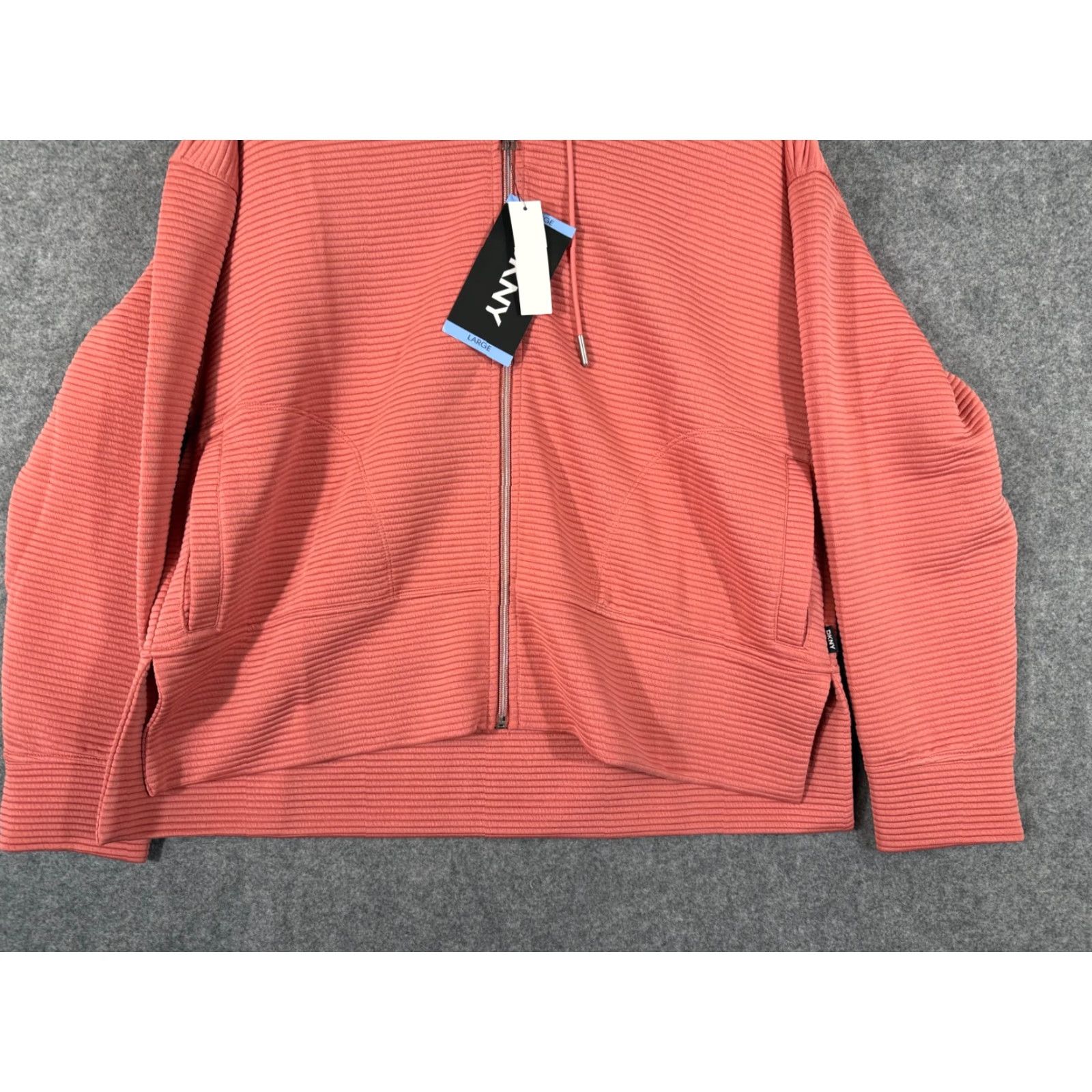 DKNY DKNY Ottoman Full-Zip Hoodie Womens L Faded Rose Ribbed Stretch Pockets NWT Size L / US 10 / IT 46 - 4 Thumbnail