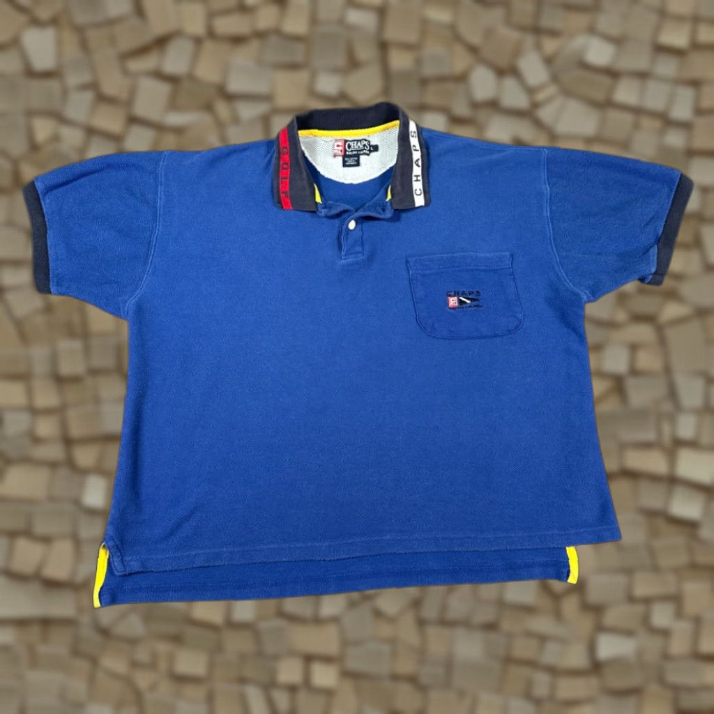 Ralph Lauren VINTAGE Chaps Ralph Lauren Golf Polo Shirt Blue 90s Adult LARGE Shirt Pocket Short Sleeve Mens Size US L / EU 52-54 / 3 - 1 Thumbnail
