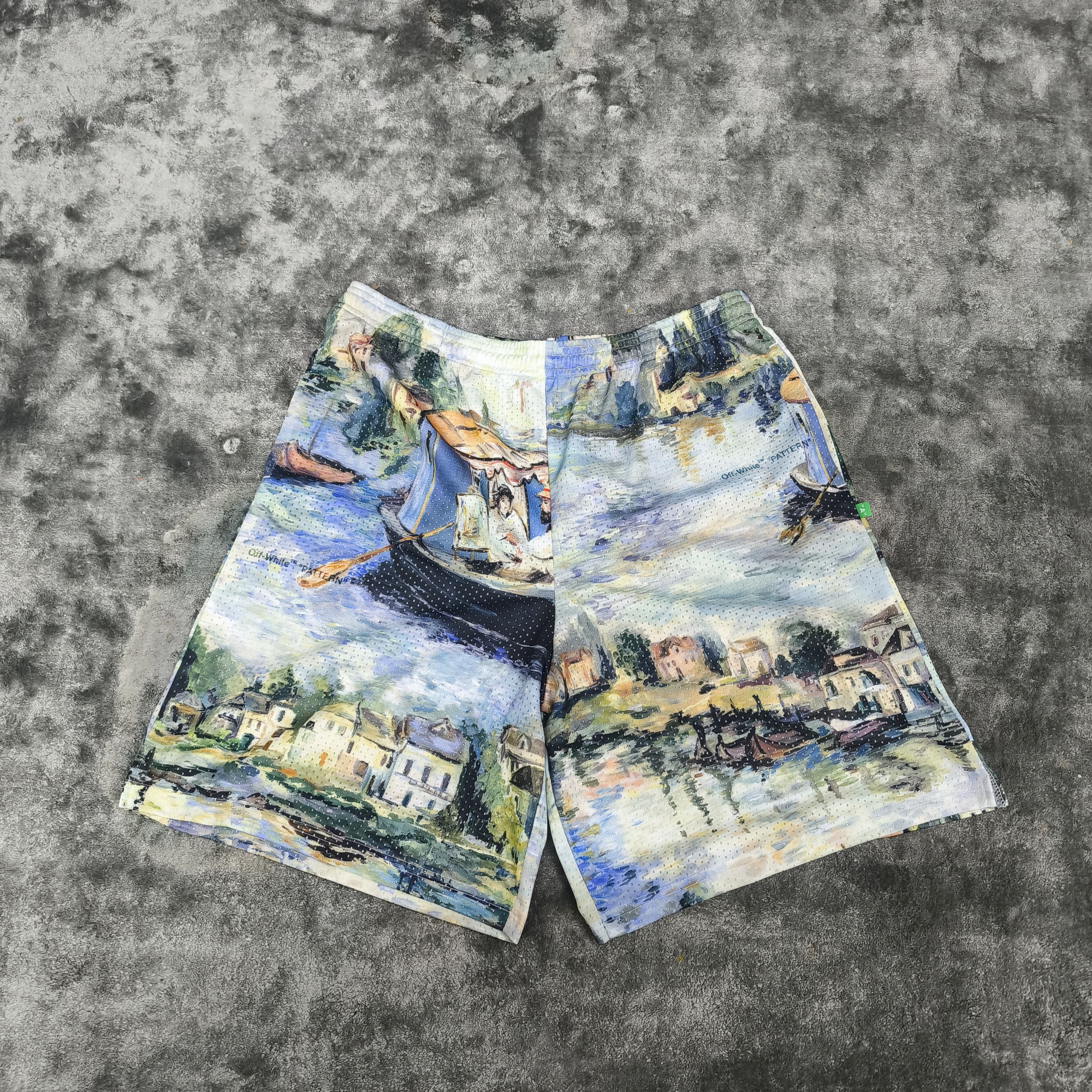 Off-White 2019 Virgil Abloh Mesh Impressionism Lake Logo T-Shirt Size US L / EU 52-54 / 3 - 4 Thumbnail