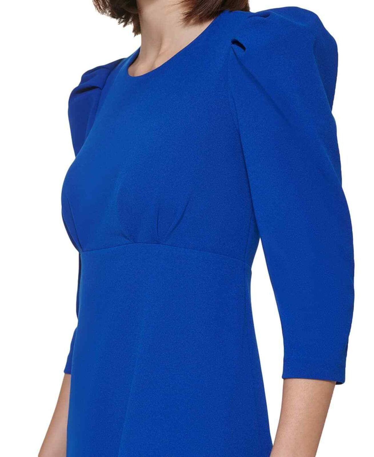 Calvin Klein Calvin Klein Women's Petite Blue Puff-Shoulder A-Line Dress Size XS / US 0-2 / IT 36-38 - 4 Thumbnail