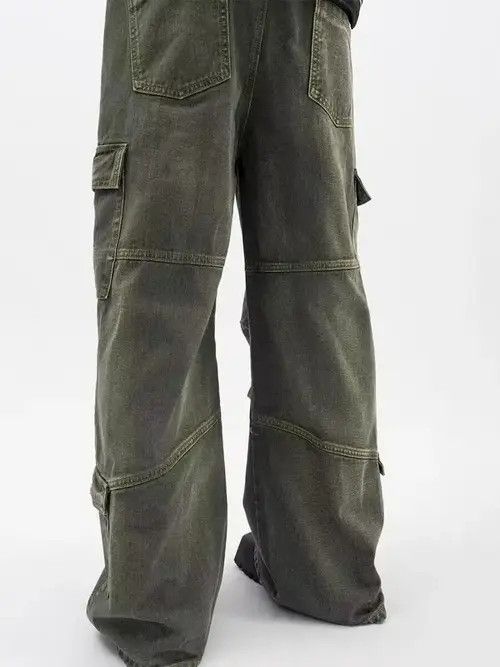 Jean Retro washed distressed workwear loose wide leg jeans Size US 34 / EU 50 - 3 Thumbnail