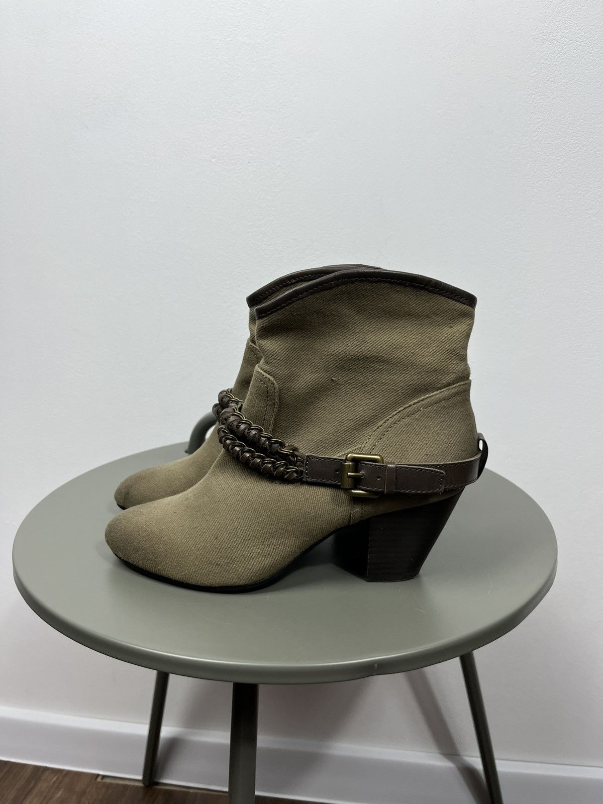 ASH ASH Ankle Boots Beige Canvas Chain Strap EU 36 Size US 5 / IT 35 - 5 Thumbnail