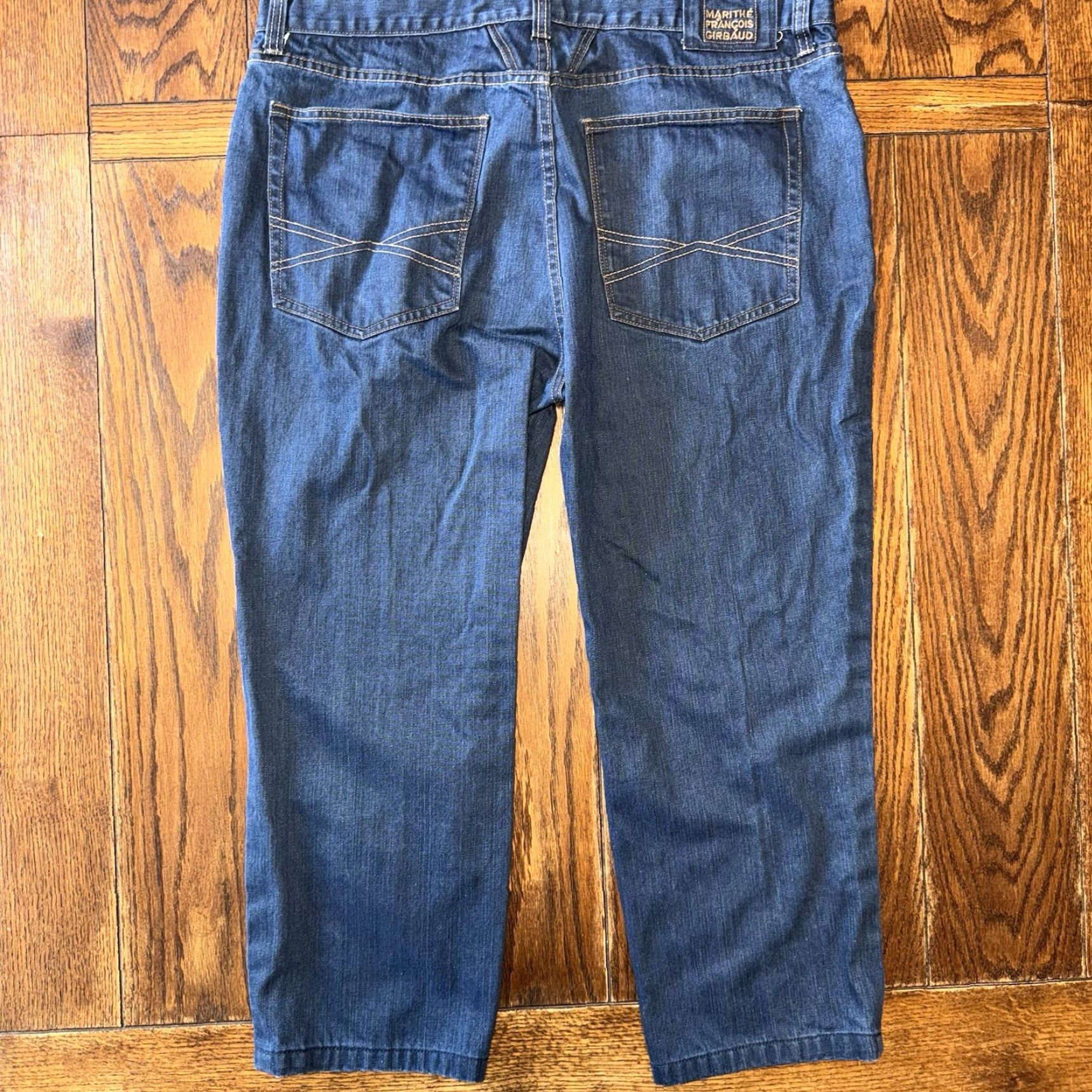 Denime VINTAGE Marithe Francois Girbaud Jeans Mens 40x24 Blue Wide-Leg Baggy Denim Y2K Retro 90s Hip Hop Streetwear Mens Size US 40 / EU 56 - 7 Thumbnail