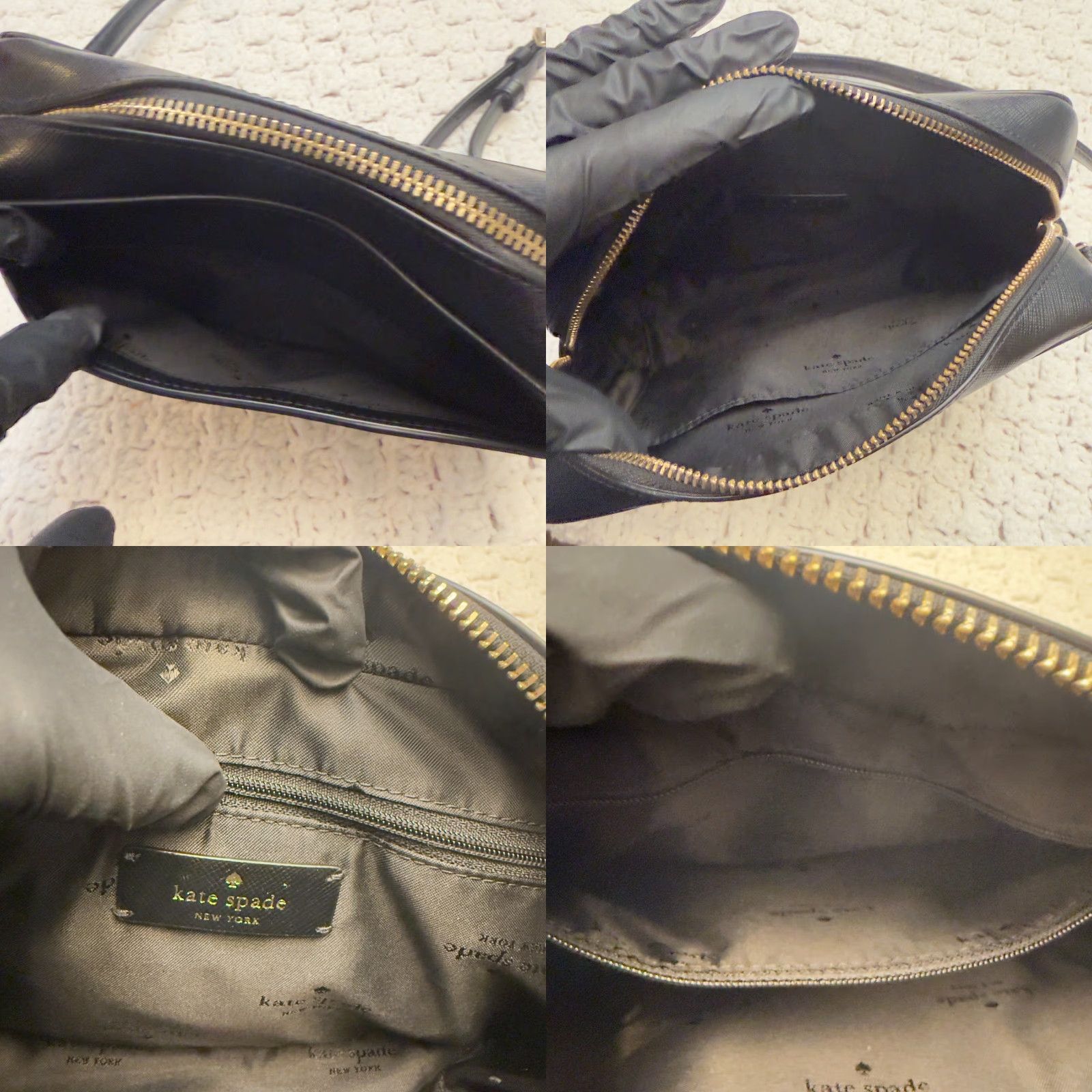 Vintage kate spade new york Lauryn Camera Bag Crossbody Purse Black Gold Womens Size ONE SIZE - 8 Thumbnail