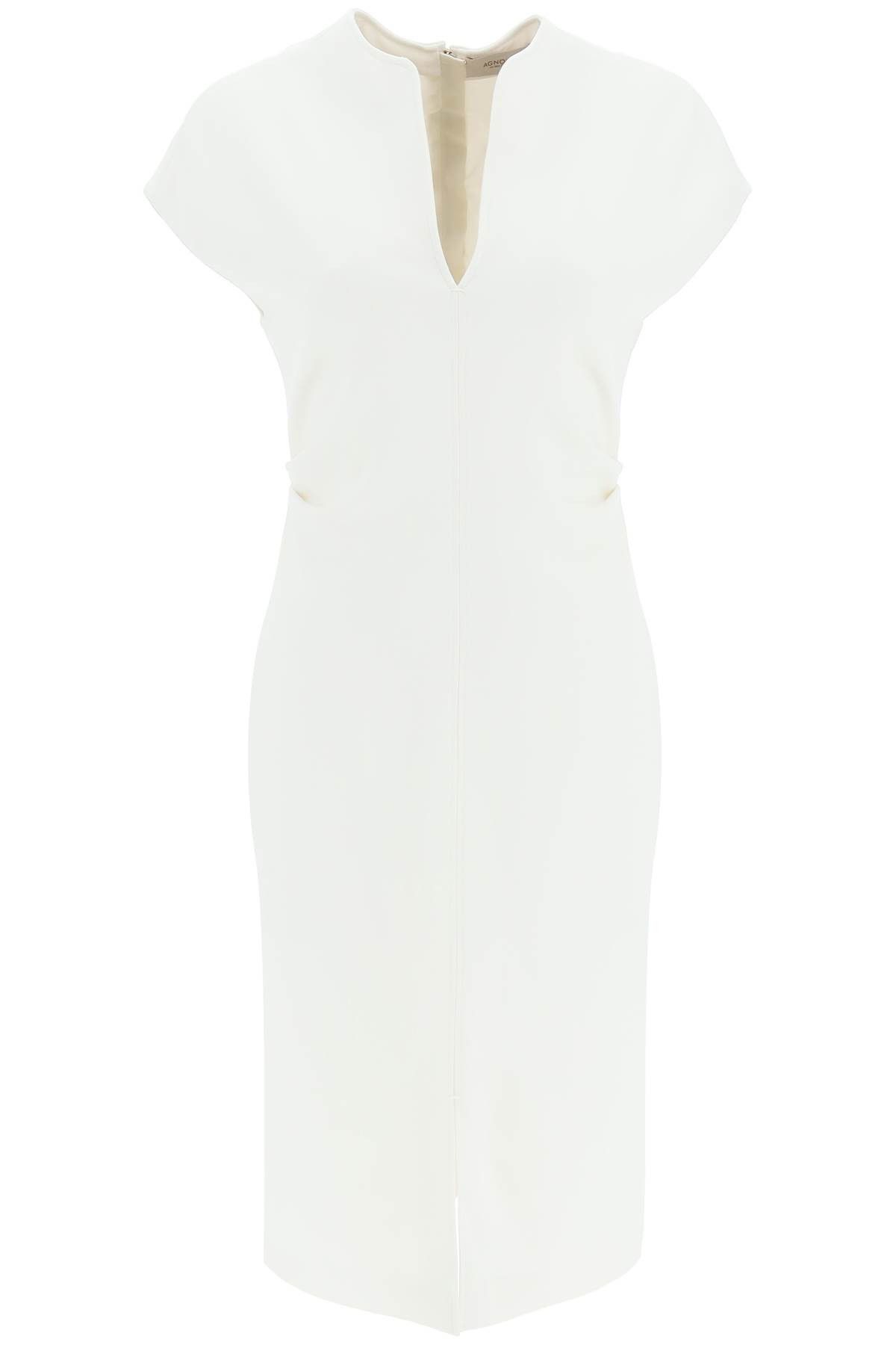 image of Agnona Wool Crepe Sheath Dress in White, Women's (Size Medium)