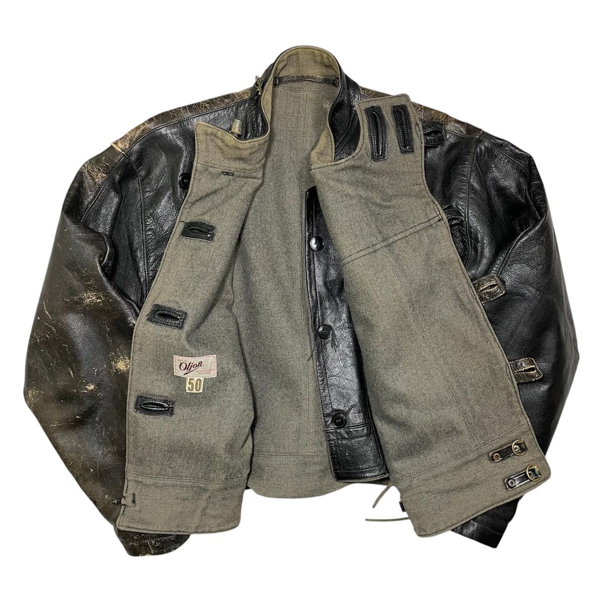 Vintage 1950s Swedish Army M/1954 Ordonnans Leather Jacket - M/L Size US M / EU 48-50 / 2 - 2 Thumbnail