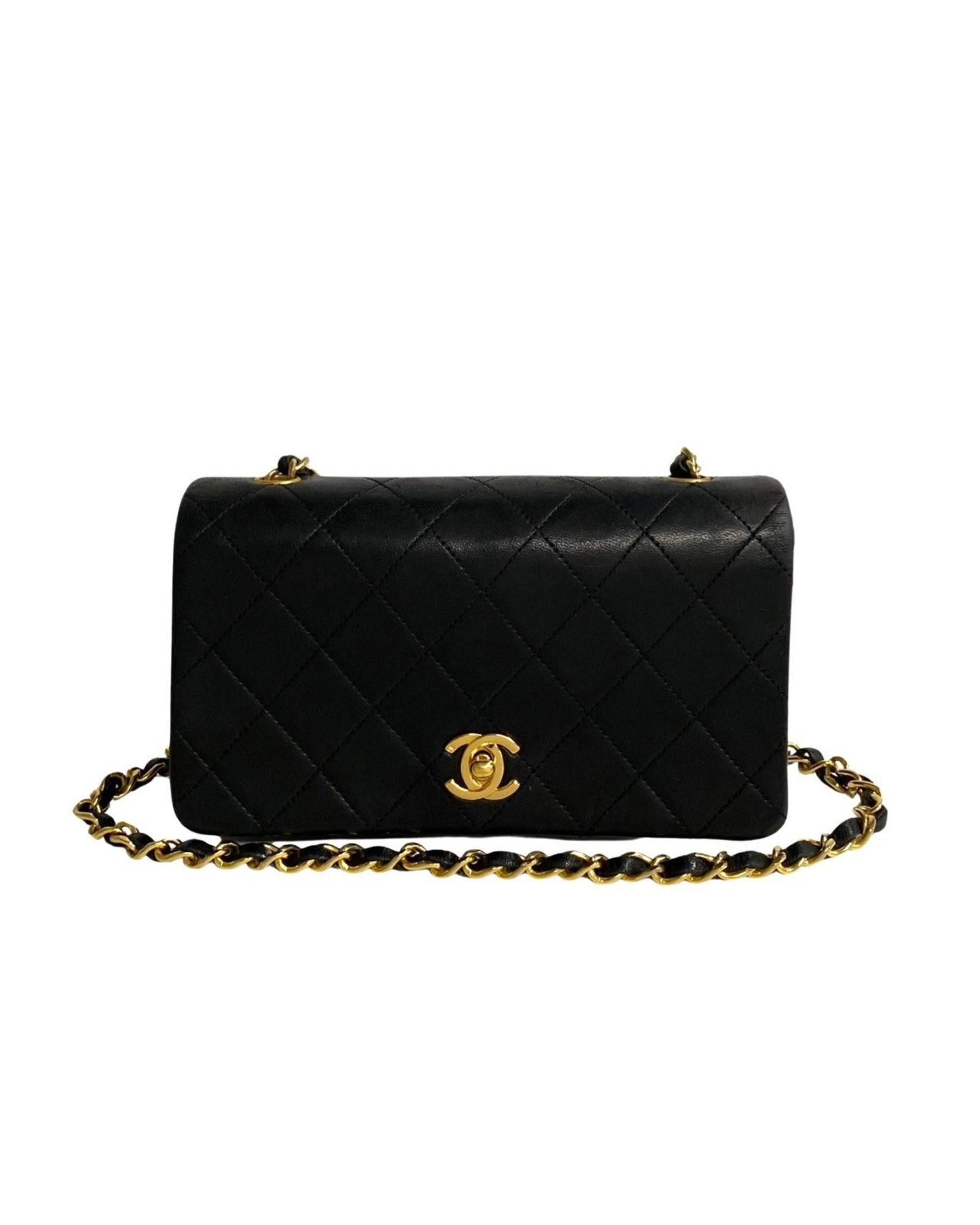 image of Chanel Black Leather Shoulder Bag With Timeless Elegance, Women's