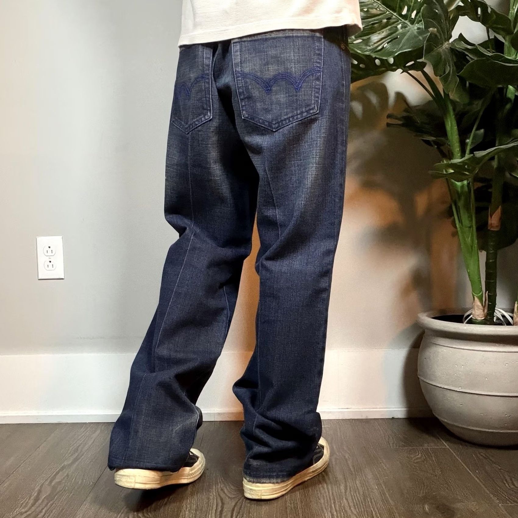 Denime Koman Jeans Mens 36x32 Baggy Grunge Y2K Blue Medium Wash Denim Straight Relaxed Fit Pants Size US 36 / EU 52 - 2 Thumbnail