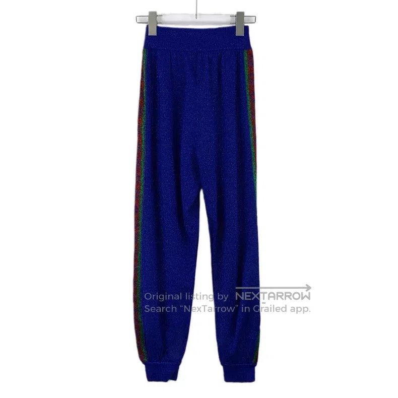 Gucci Gucci Size XS Blue side striped glitter wool casual trouser Size 42" / US 20 - 2 Thumbnail