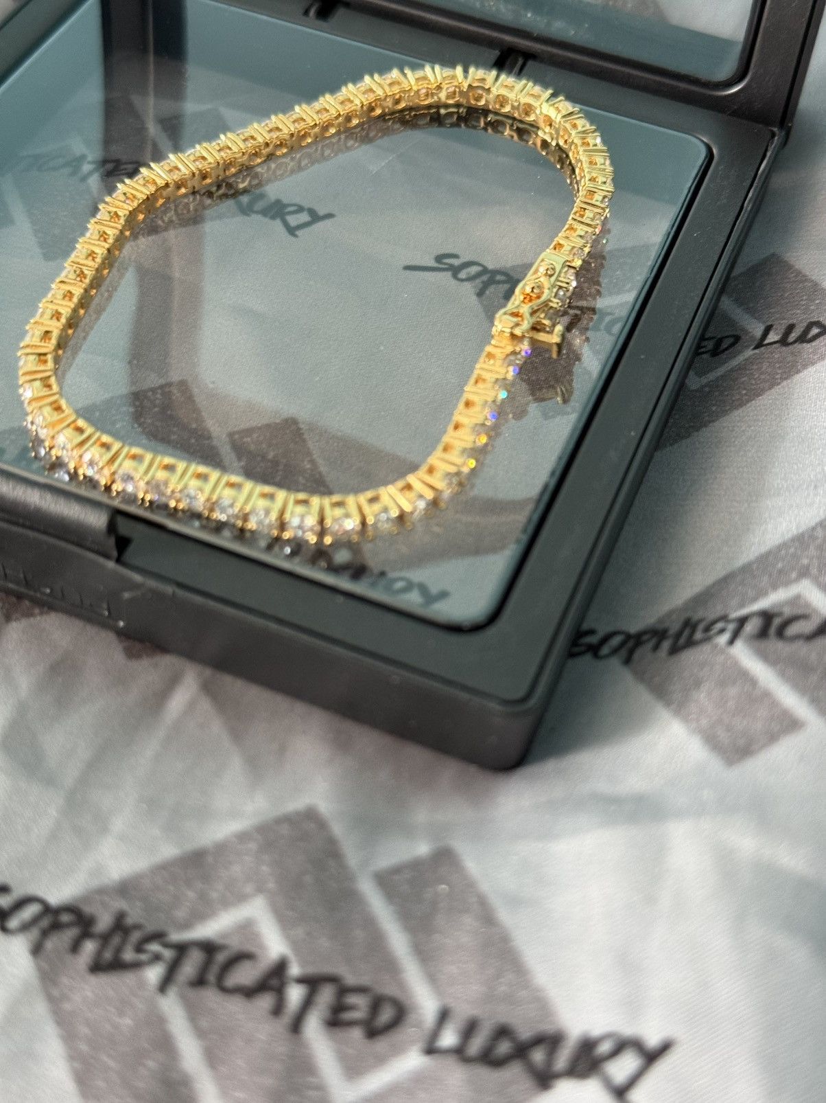 Other Gold vermeil moissanite tennis bracelet 7” 3mm Size ONE SIZE - 5 Thumbnail