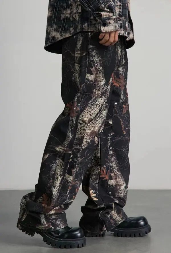 Japanese Brand VIBE Vintage leaf camouflage logging studded trousers Size US 34 / EU 50 - 6 Thumbnail