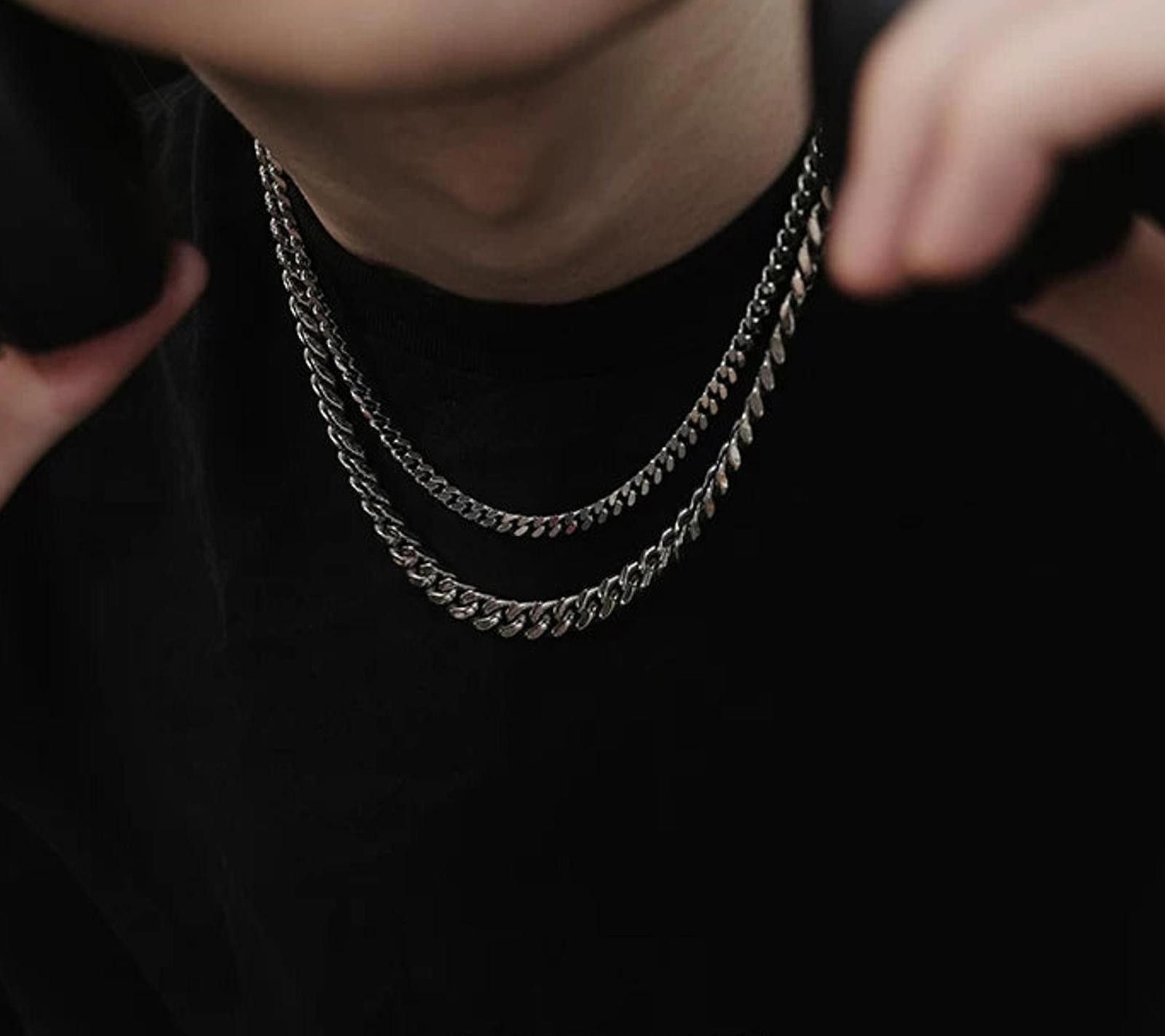 Jewelry Silver Cuban Chain Necklace | Metal Chain Size ONE SIZE - 8 Thumbnail