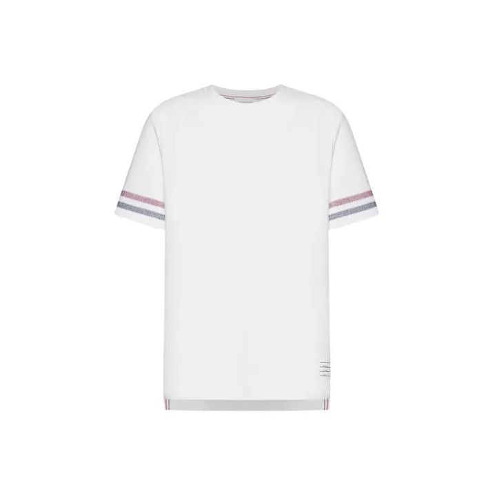 Thom Browne White Striped Short Sleeve T-Shirt