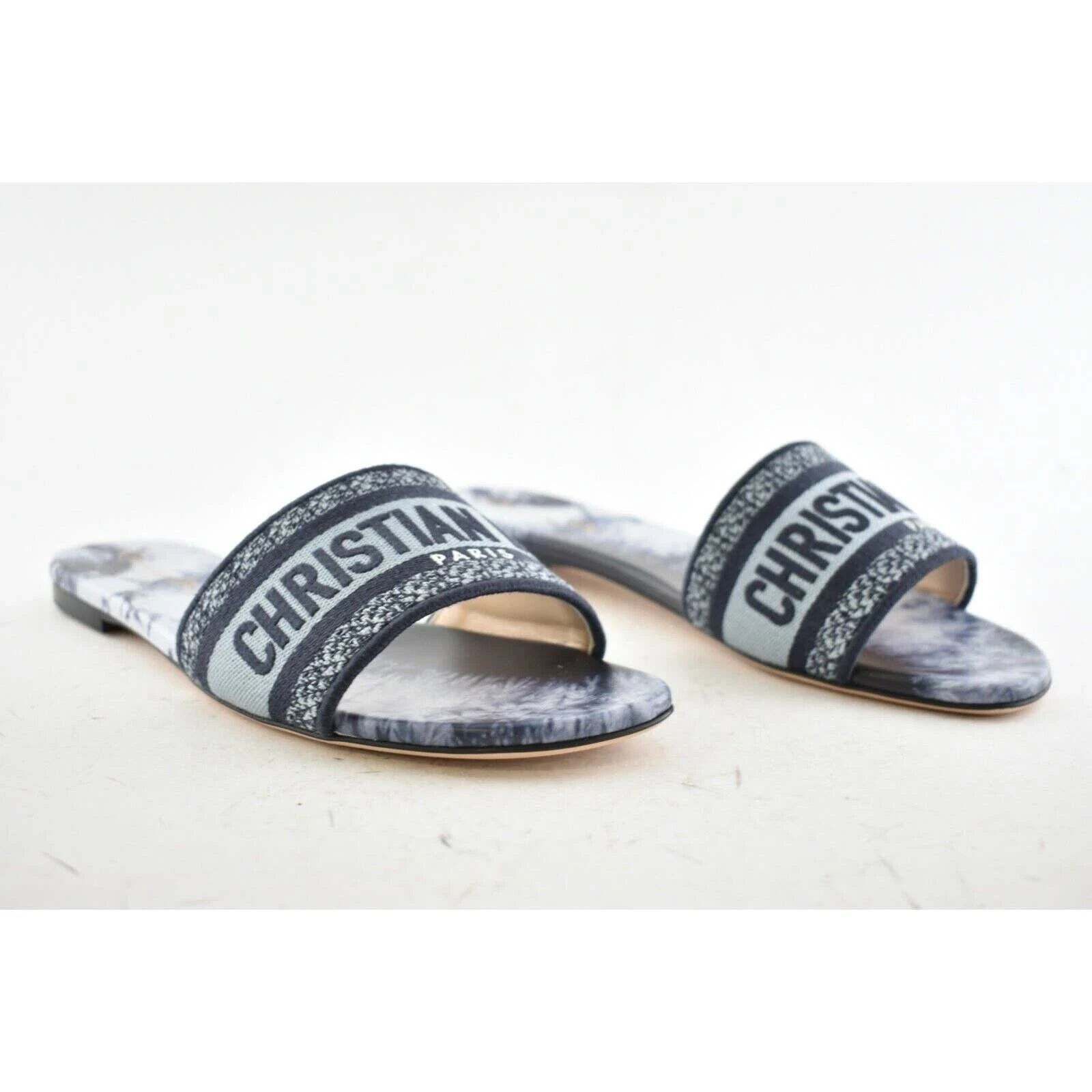 Dior Dway Tie Dye Embroidered Logo Slide Mule Flat Sandal 40.5 Size US 10.5 / IT 40.5 - 5 Thumbnail