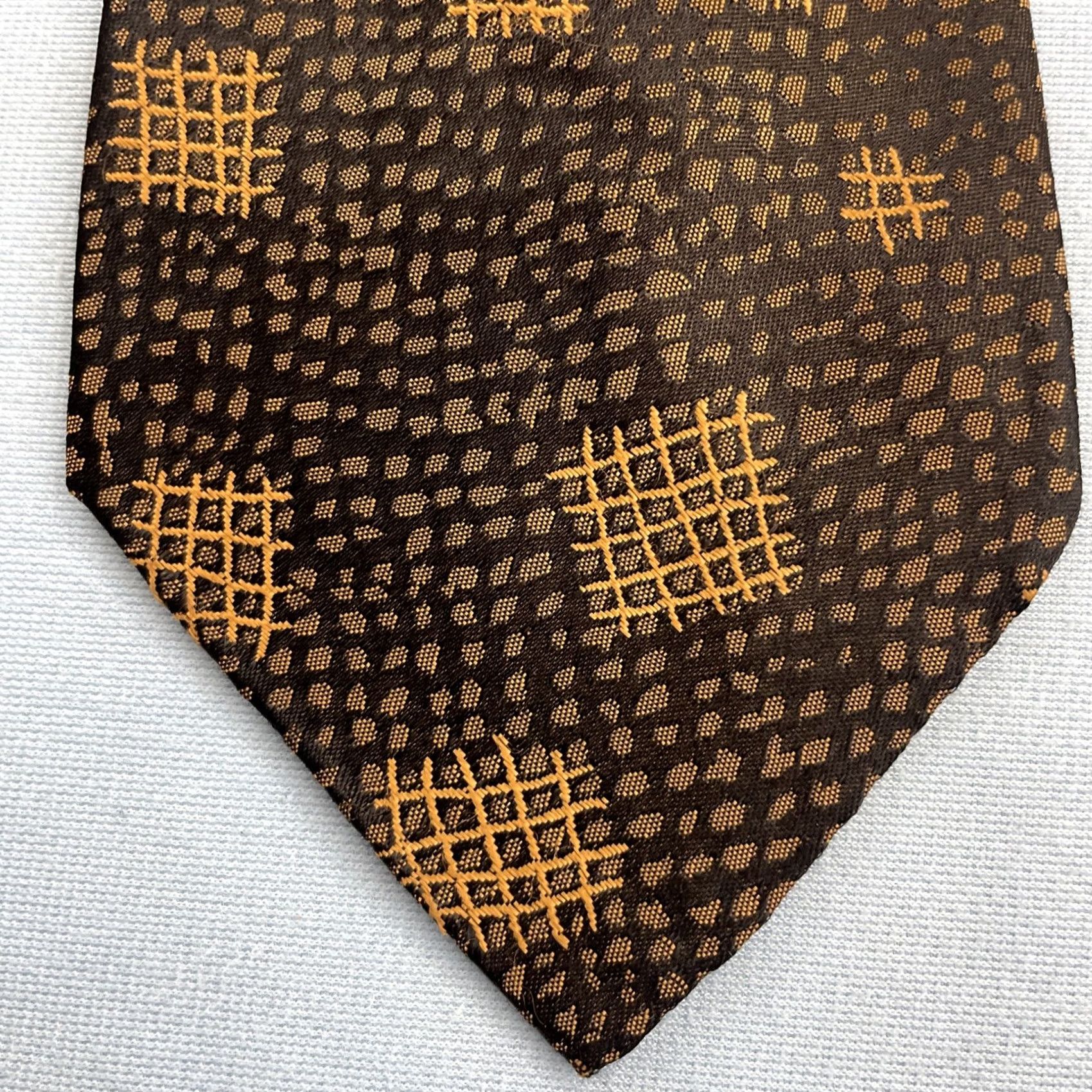 MCM VINTAGE MCM Tie Neckwear Silk Brown Bronze 60s Woven 57" Classic 4x57 Hashtag Foulard Texture Capsule Vintage Geometric Elegant Designer Mens Size ONE SIZE - 2 Thumbnail