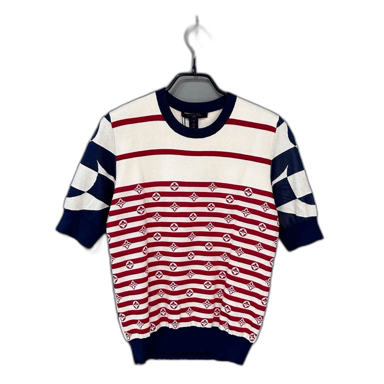 Louis Vuitton Striped Knit Short Sleeve Top LV Size S / US 4 / IT 40 - 1 Thumbnail