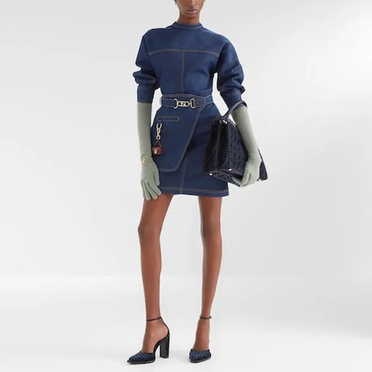 Fendi o1s1wg110125 Dress in Blue Size M / US 6-8 / IT 42-44 - 4 Thumbnail