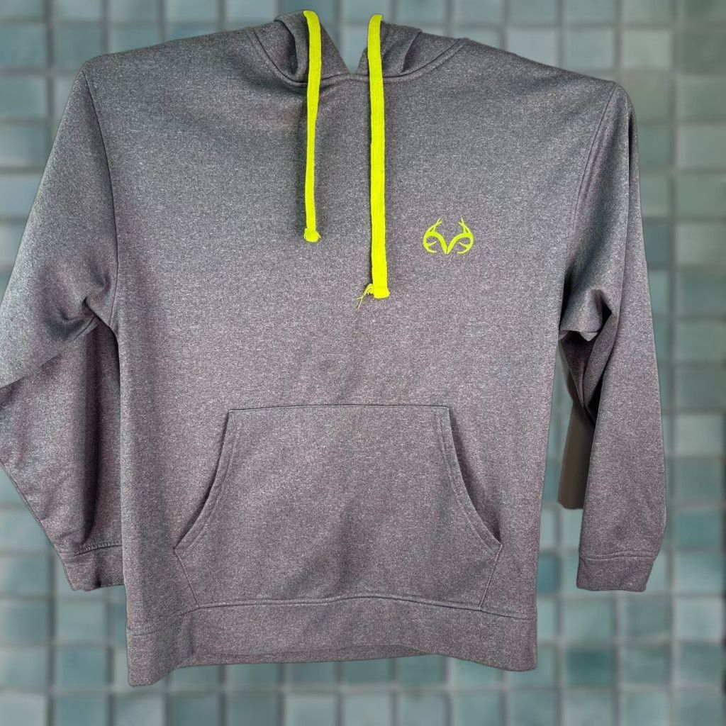 Realtree Realtree Mens Hoodie Long Sleeve Hooded Pockets Gray Large Pullover Cotton Blend Jersey Logo 27 in Chest 46 in Regular Fit Mens Size US L / EU 52-54 / 3 - 1 Thumbnail