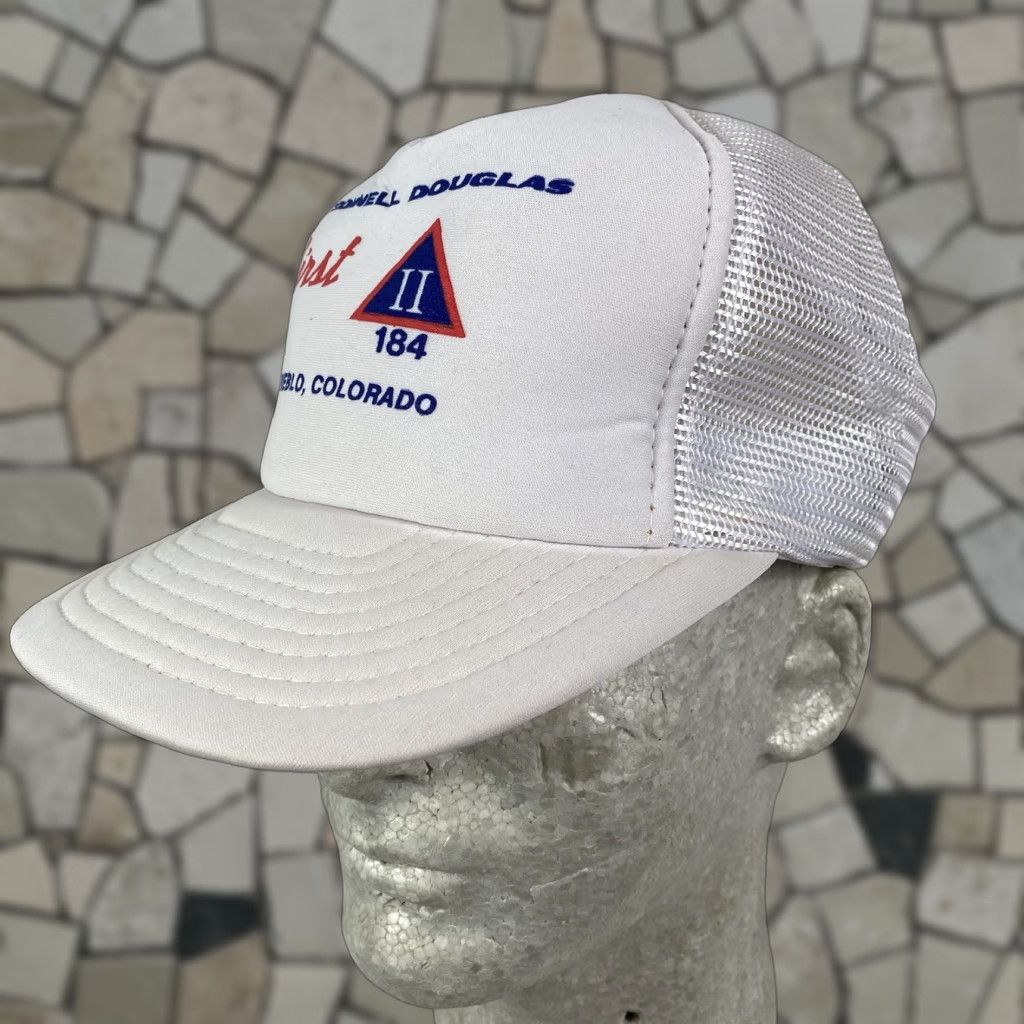 Delta VINTAGE Delta 200 NASA First Titan Missile Hat Cap White Strap Back Pueblo Cap, HaT, Corduroy, Blue, Zip, Strap Back, Mens Size ONE SIZE - 1 Thumbnail
