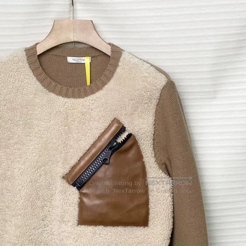 Valentino Valentino Stitched sheepskin pocket cashmere sweater knitt Size S / US 4 / IT 40 - 3 Thumbnail