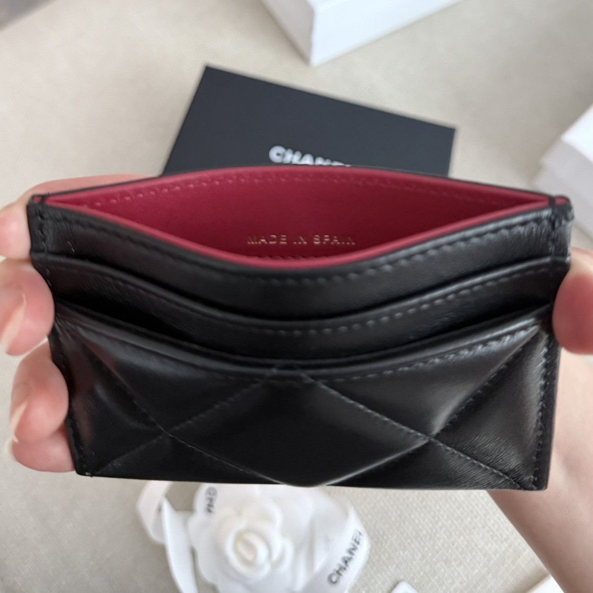 Chanel CHANEL O Card Holder Black Lambskin Silver Hardware NEW Size ONE SIZE - 4 Thumbnail