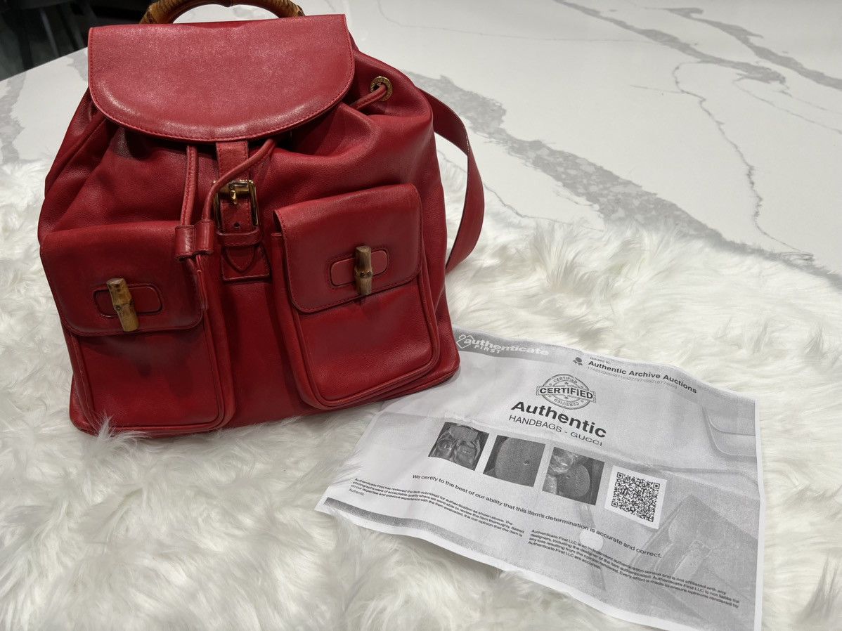 Gucci Vintage Gucci Red Bamboo Backpack – Y2K Tom Ford Era Size ONE SIZE - 16 Thumbnail