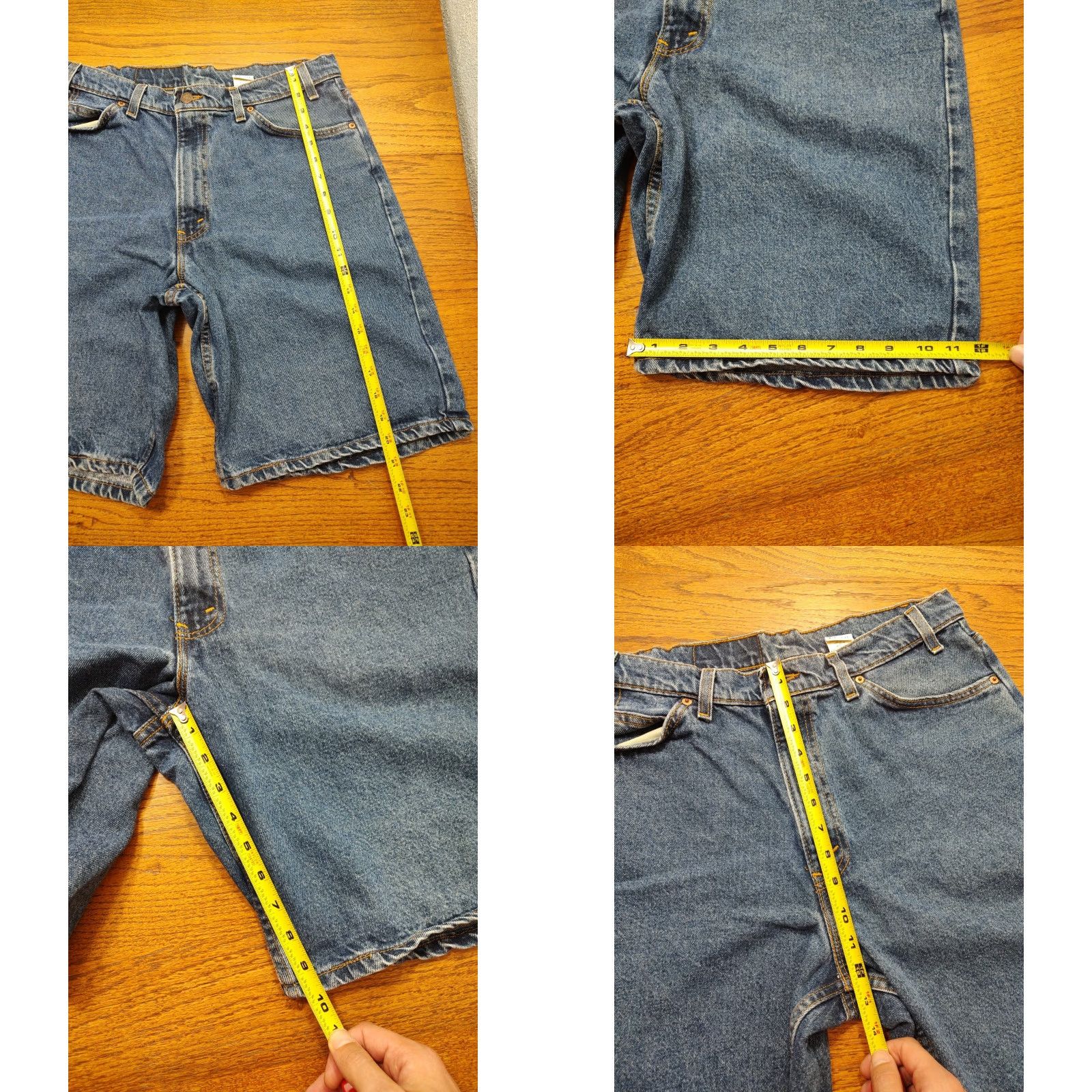 Levi's VINTAGE Levi's 560 Shorts Bermuda Men 33x10 Blue Denim Orange Tab 5-Pocket Relaxed Loose Fit 90s USA Mens Size US 33 - 8 Thumbnail