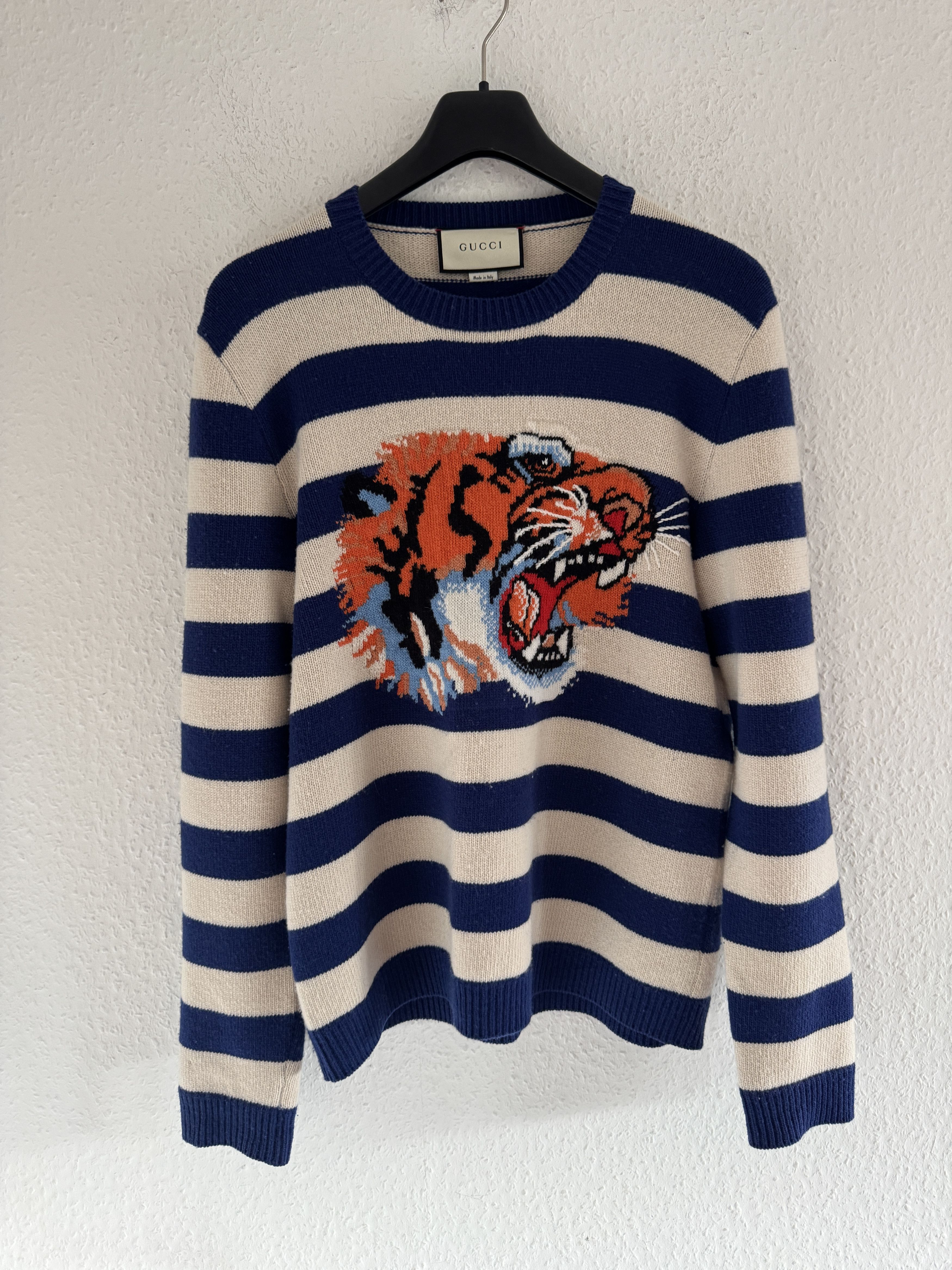 Striped Tiger Intarsia Wool Sweater